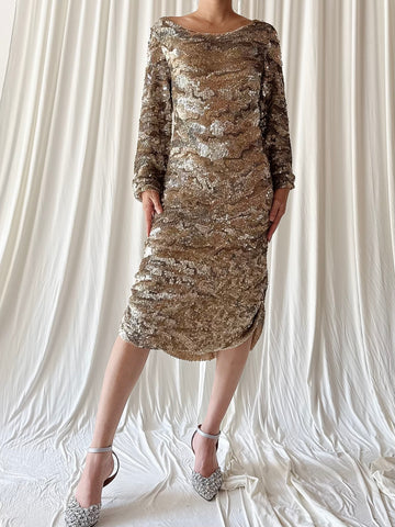 Vintage Silk Beaded Dress - M/L
