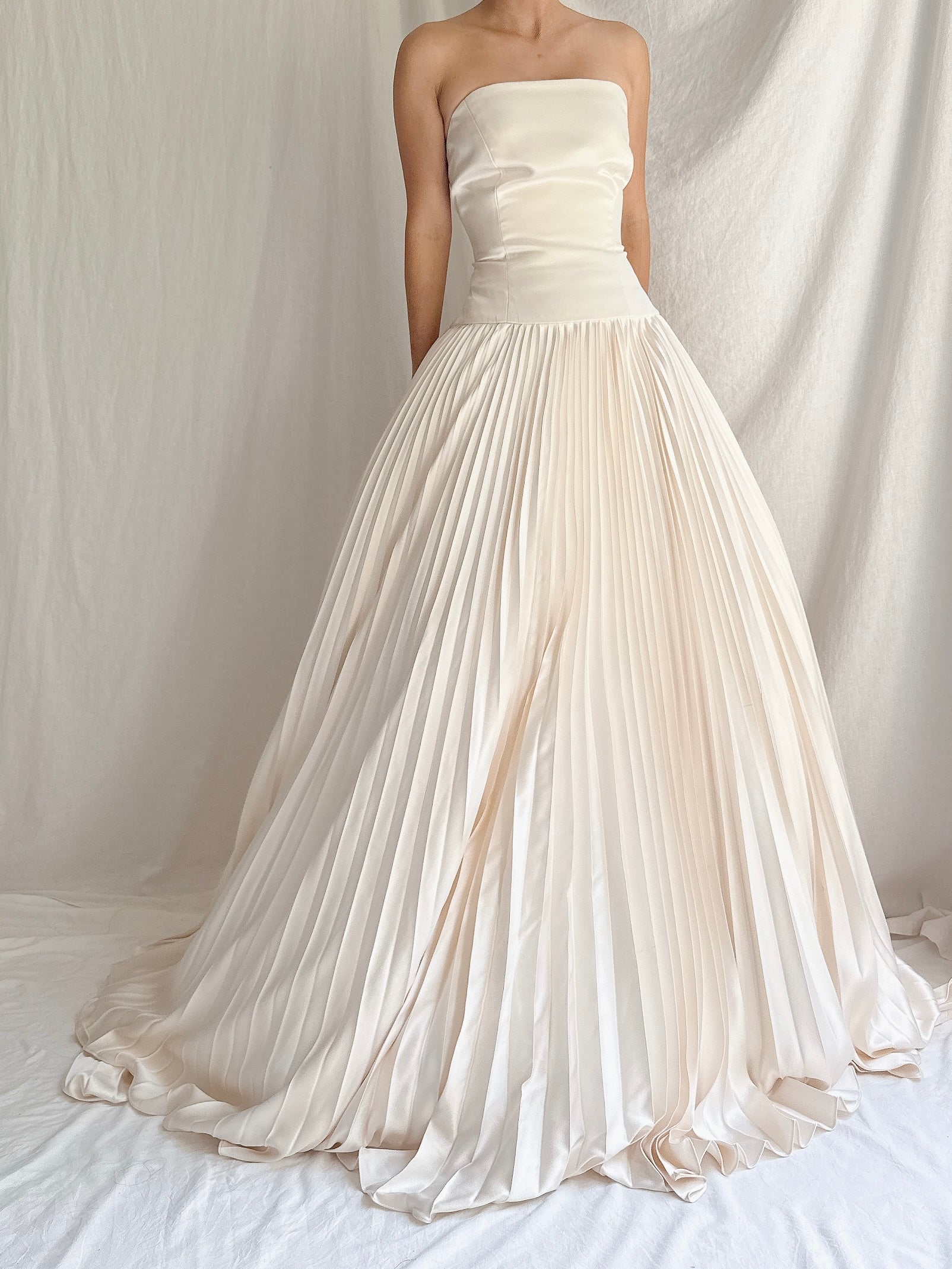 Vintage Lazaro Silk Pleated Gown - M/10