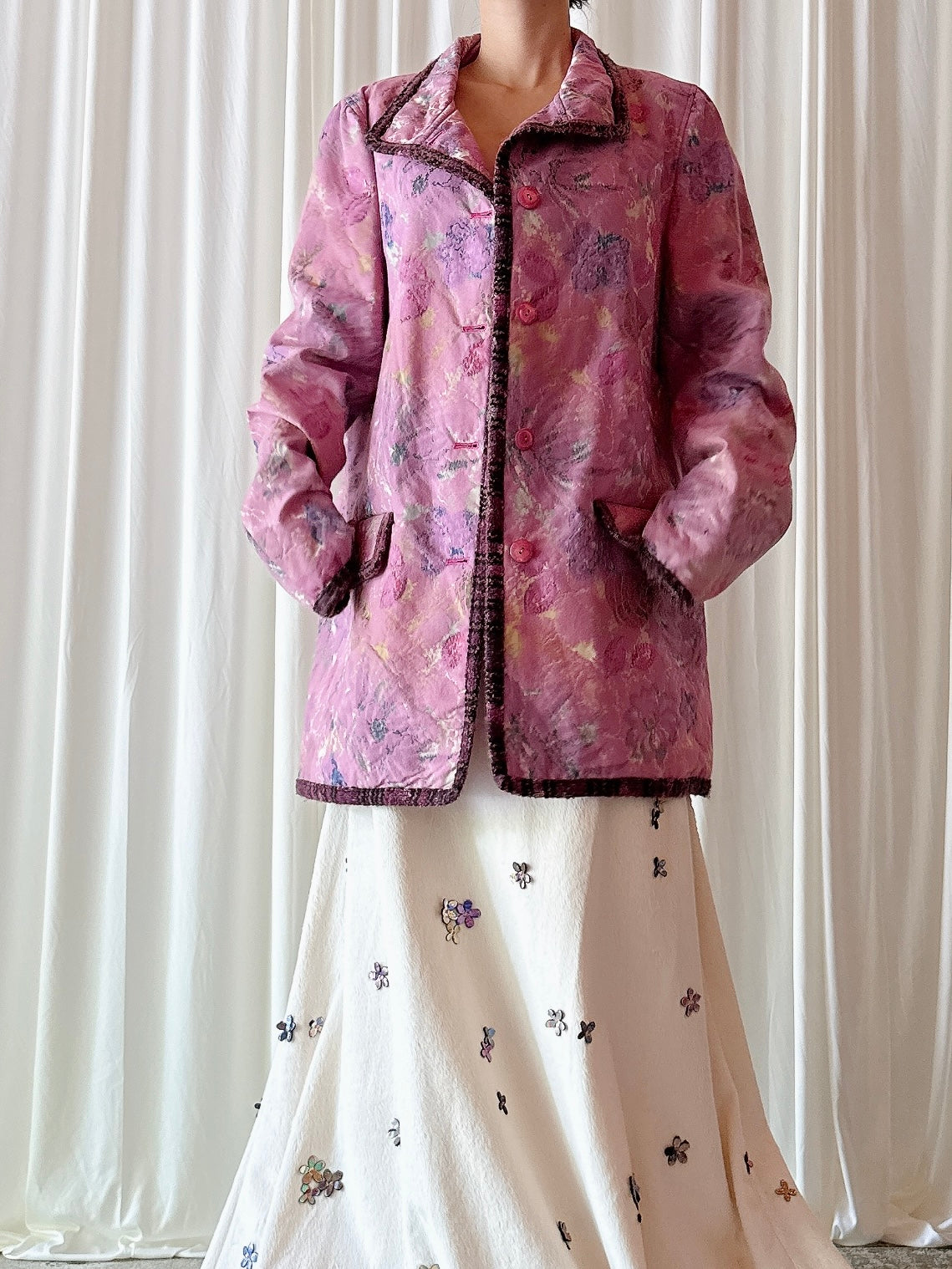 Vintage Alta Moda Luan Sare Pink Abstract Jacket - FR 44 / IT 48