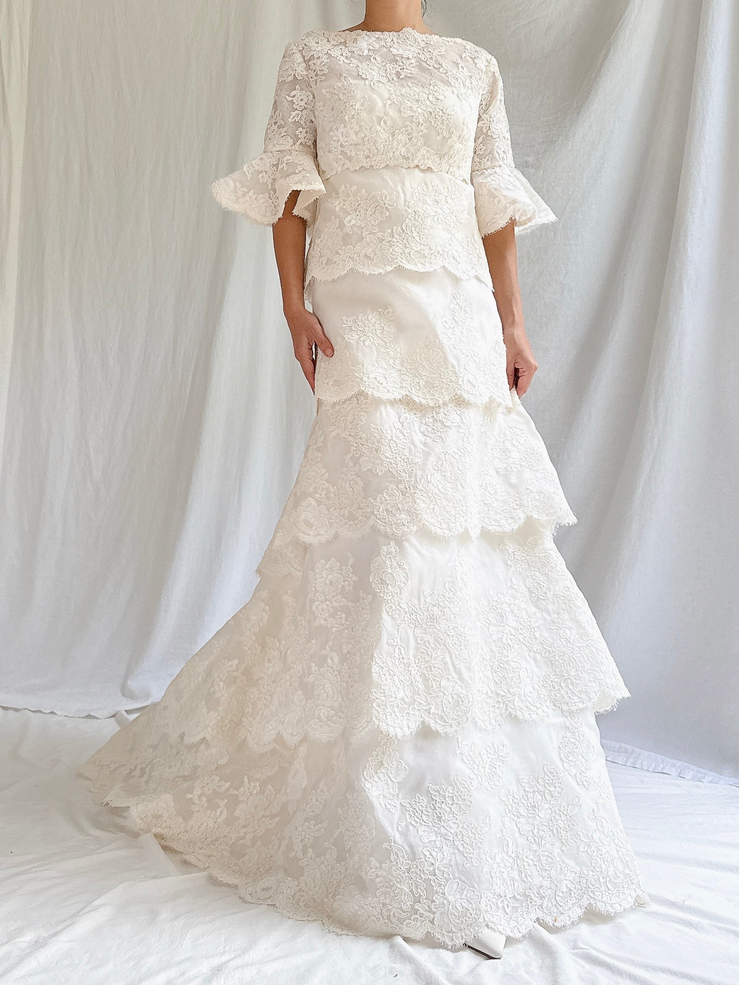 1960s Silk Organza & Lace Gown - M