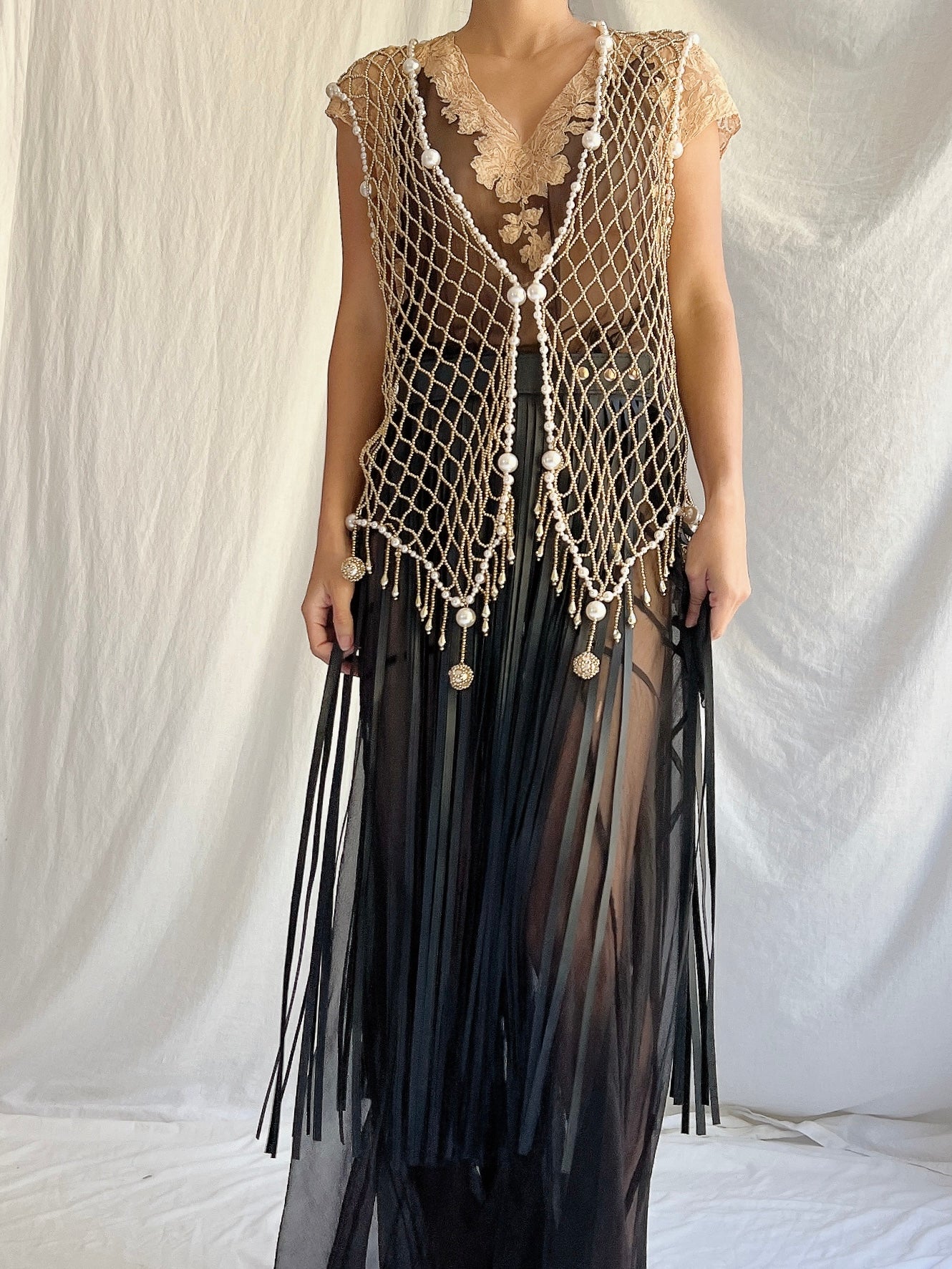 Vintage Pearl Beaded Vest - M/L