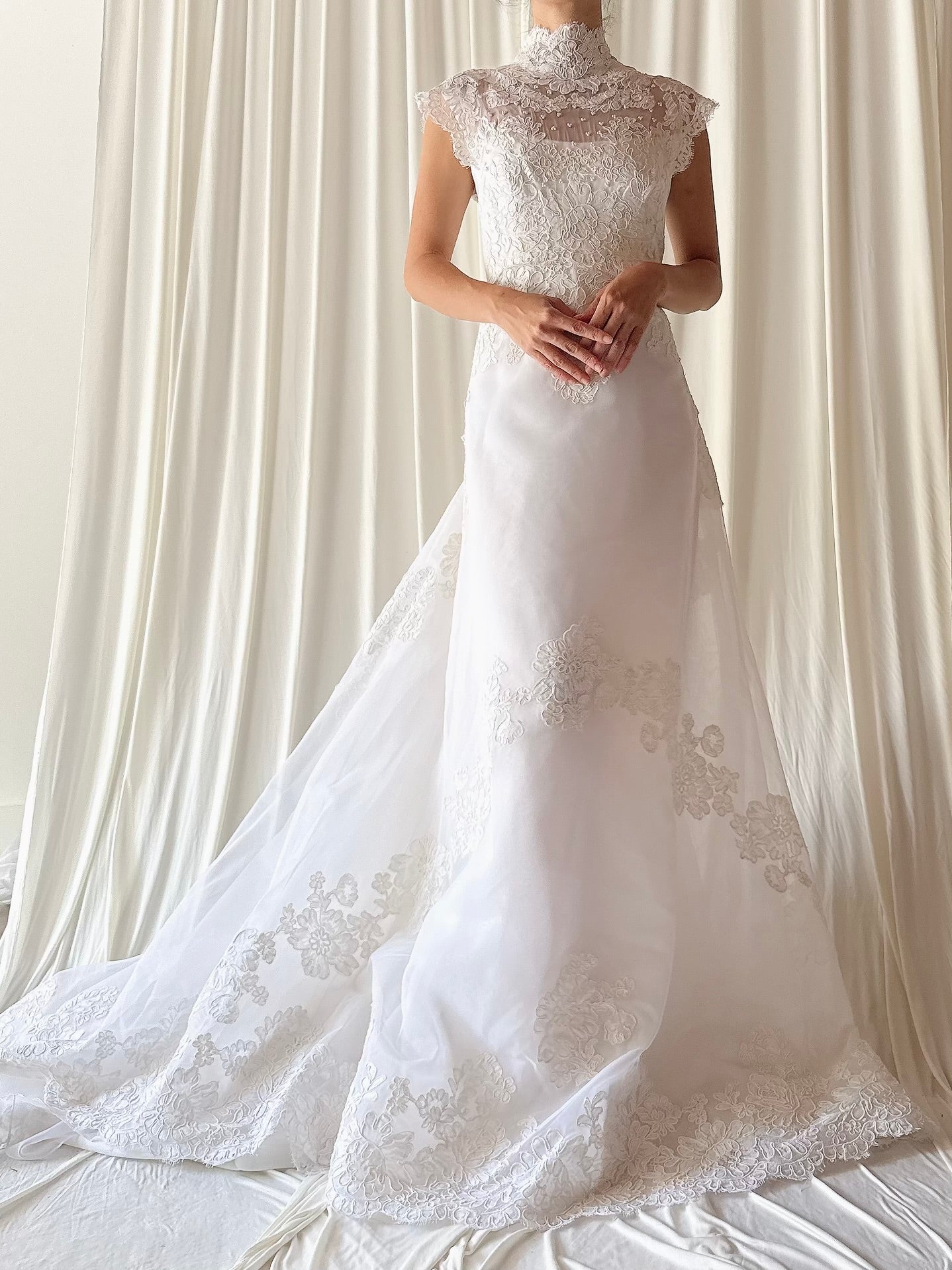 1960s Alecon Lace and Organza Gown - S/M