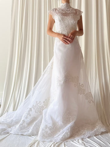 1960s Alecon Lace and Organza Gown - S/M