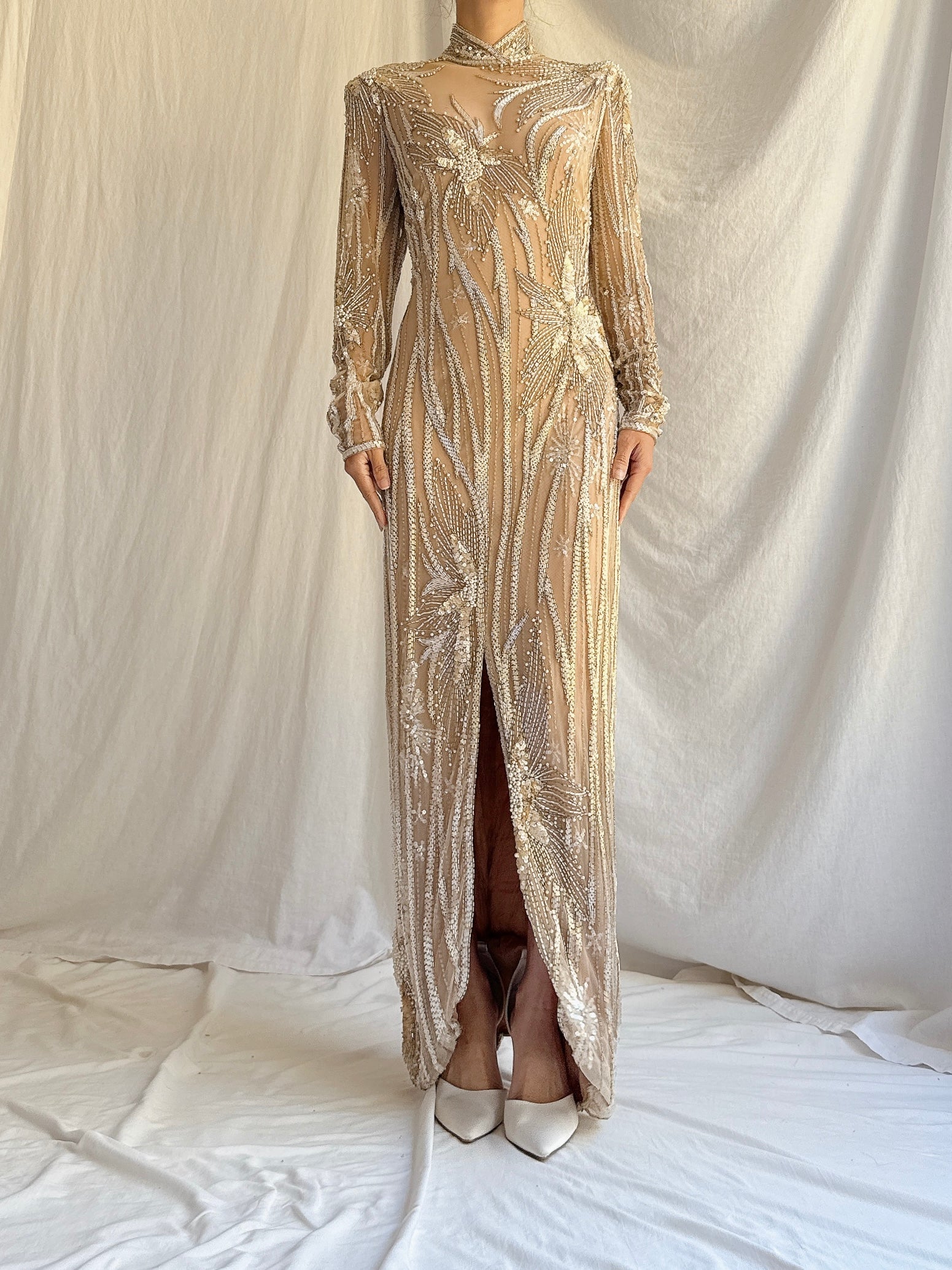 Vintage Bob Mackie Silk Beaded Gown - M