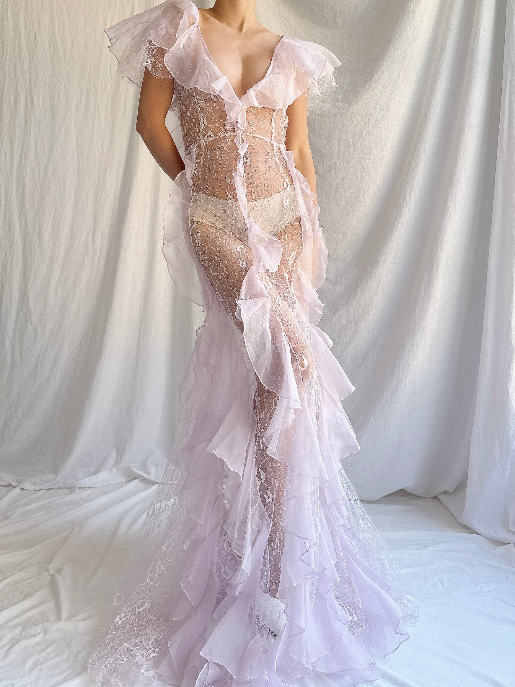 Silk Organza & Lace Gown - M