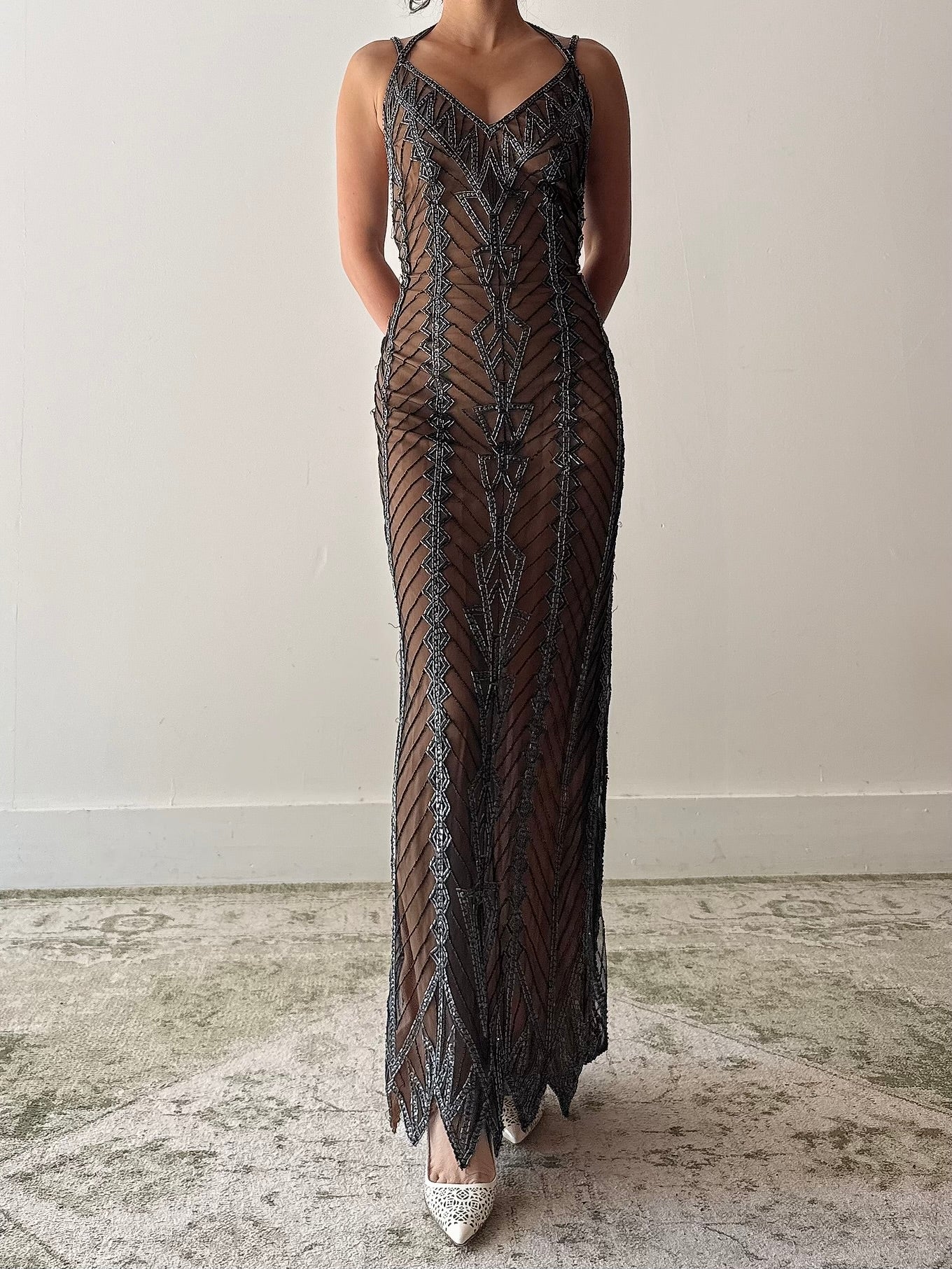 Vintage Beaded Dress - S