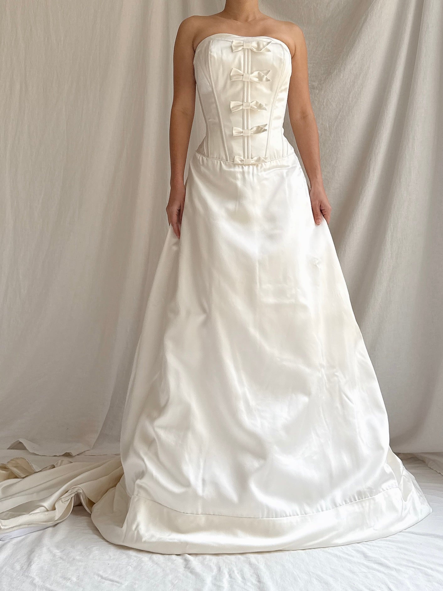Vintage Randy Fenoli Silk and Satin Strapless Dress - M