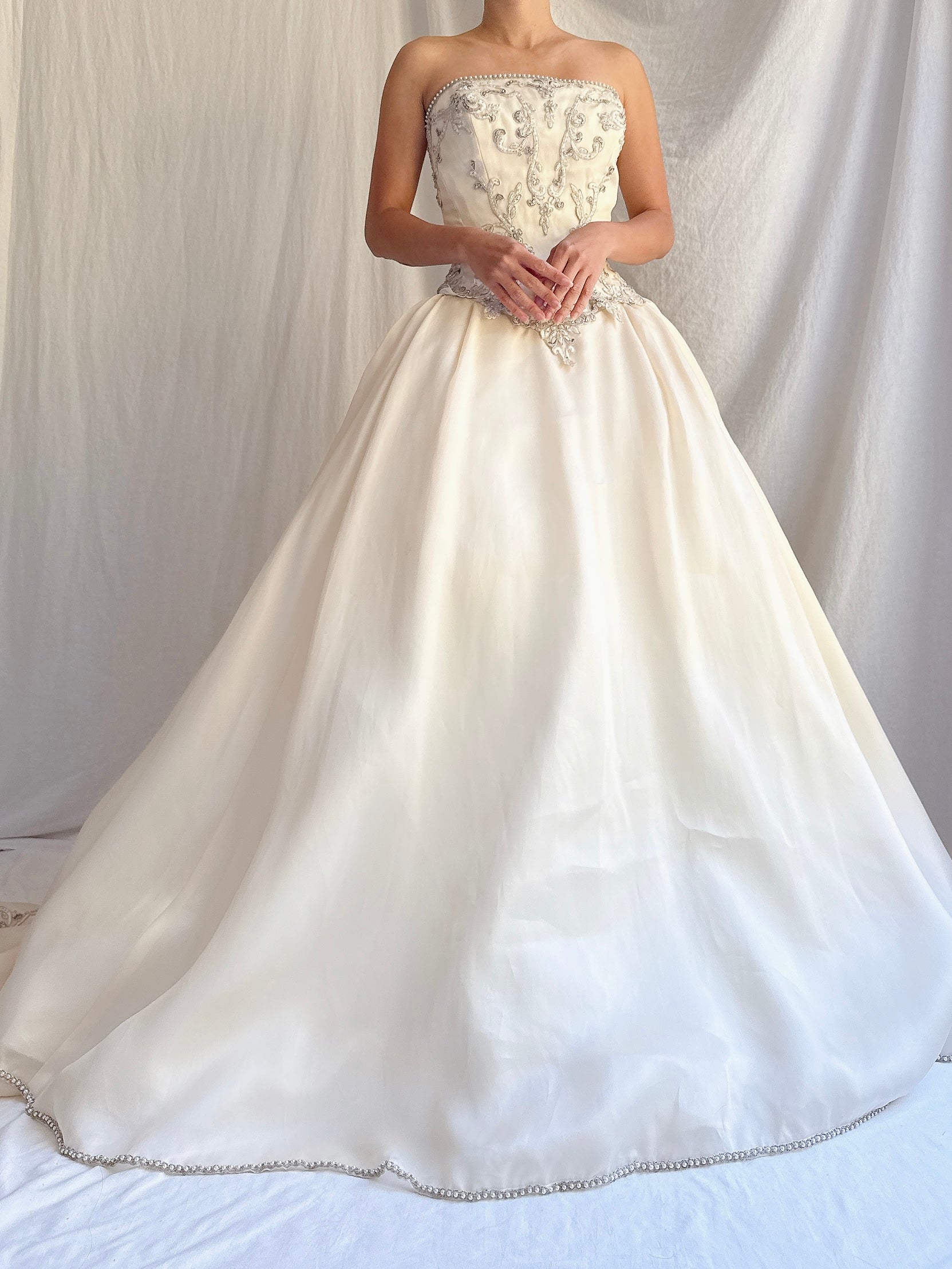 Vintage Silk Organza Embroidered Gown - XS/2