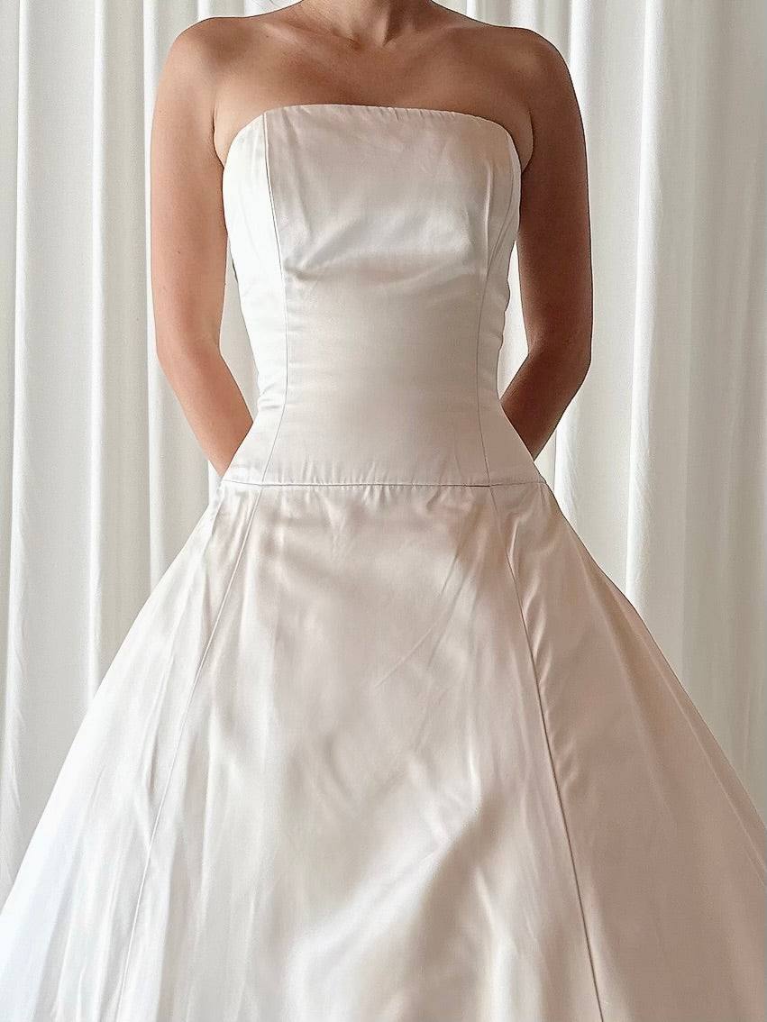 Vintage Amsale Silk Strapless Gown - S
