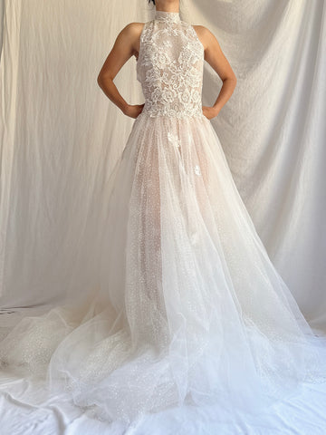 00 Sheer Halter Dress - S