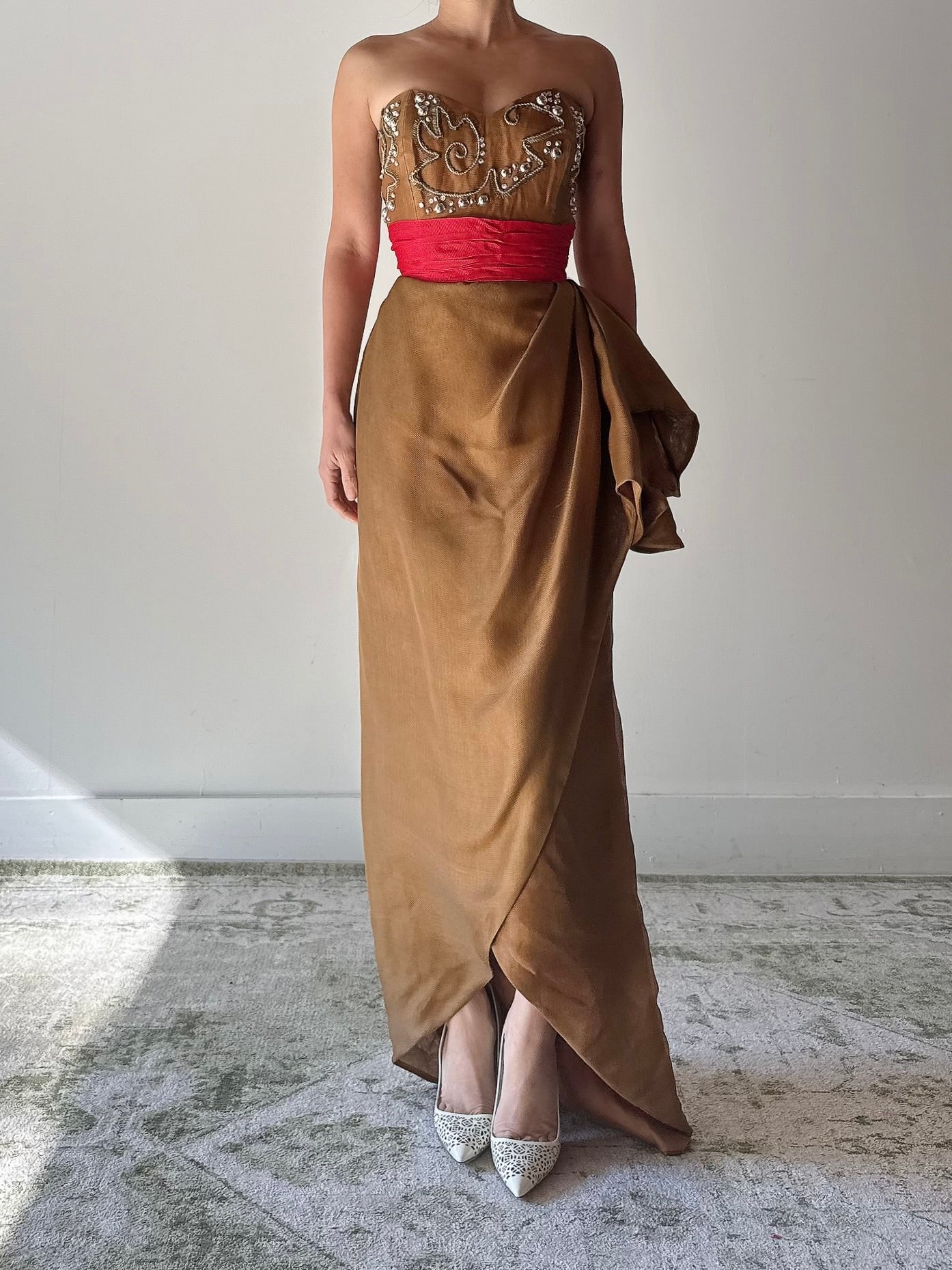 Vintage Stara Paris Silk Woven Gown - S