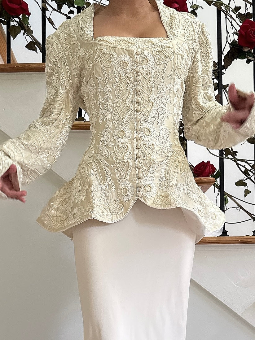 Vintage Eavis & Brown Silk Beaded Jacket - M