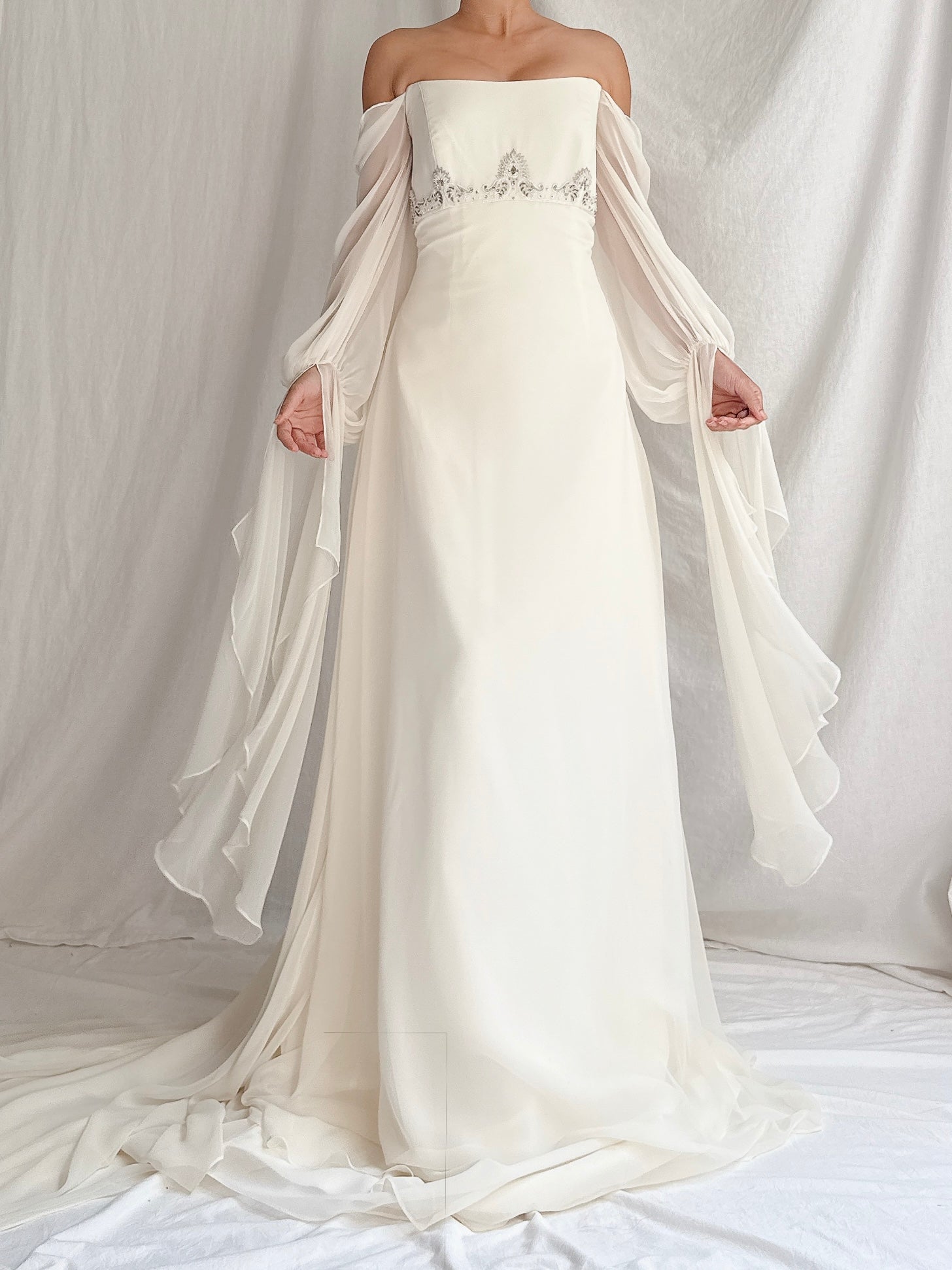 Vintage Jim Hjelm Chiffon Poet Sleeve Gown - S/M 4/6