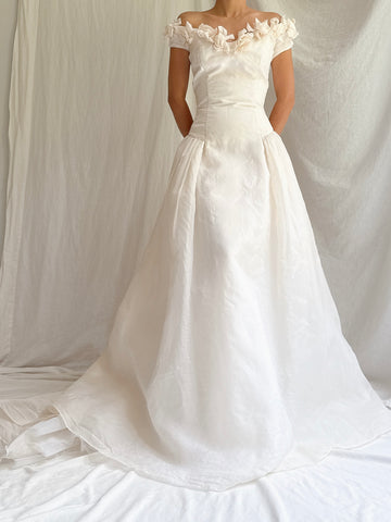Silk Organza Off-the-Shoulder Gown - M
