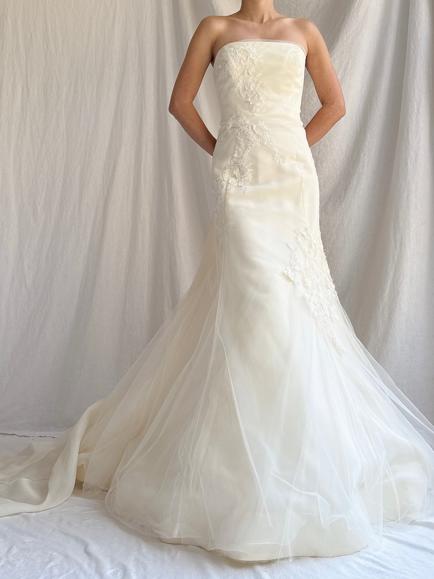 Vintage Vera Wang Silk Strapless Tulle Gown - S/4