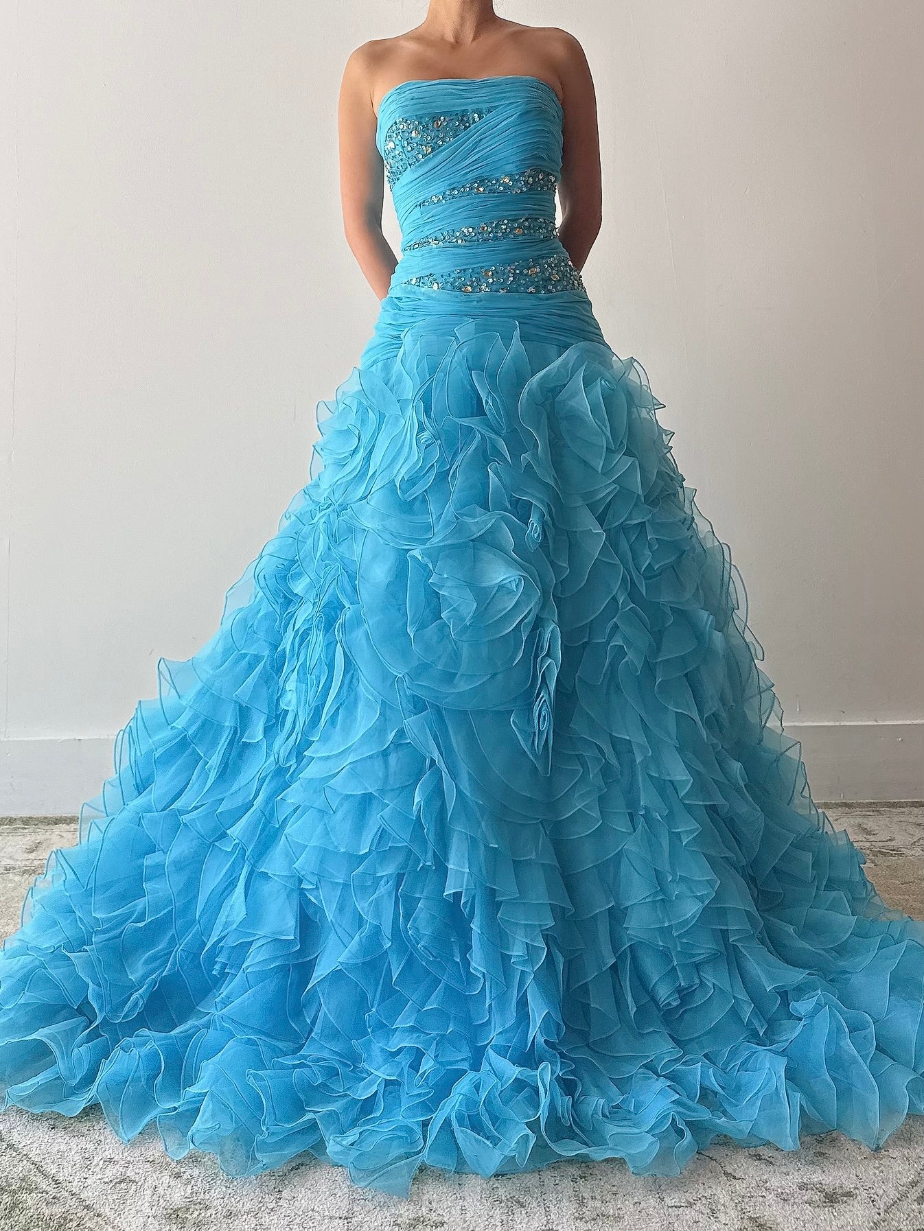 Vintage Organza Sequin Dress - M