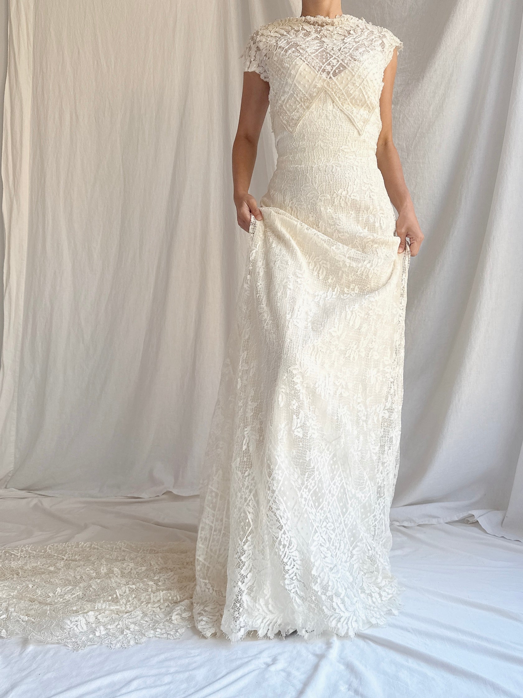 Vintage Floranna Italy Silk and Lace Gown - M/8