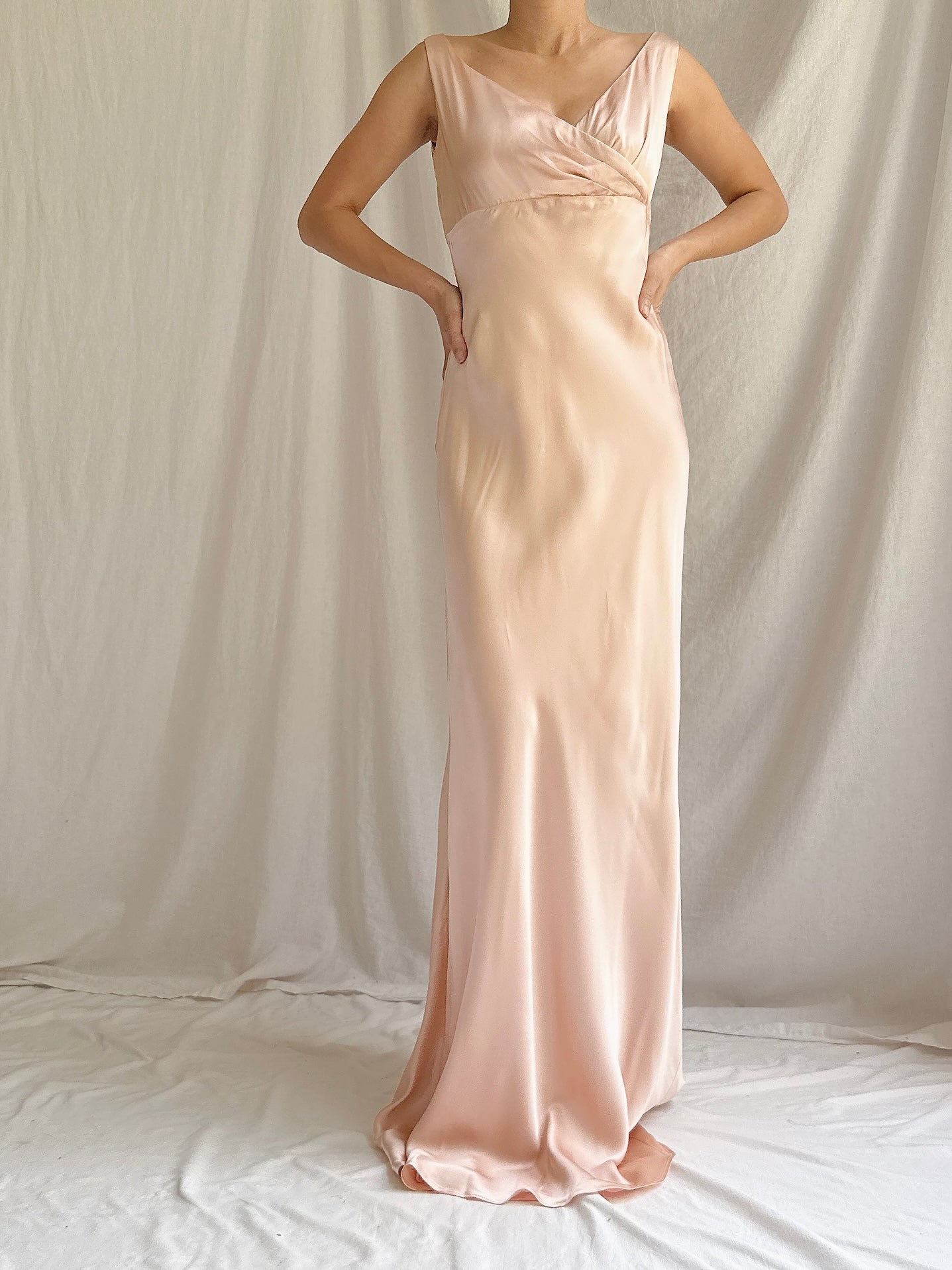 Vintage Pink Silk Slip Dress - S