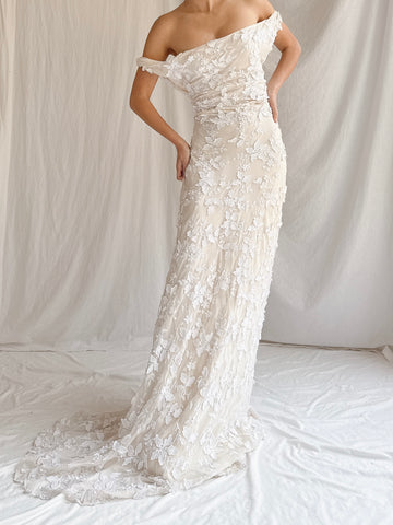 1990s Silk Bias Cut 3D Gown - M-L