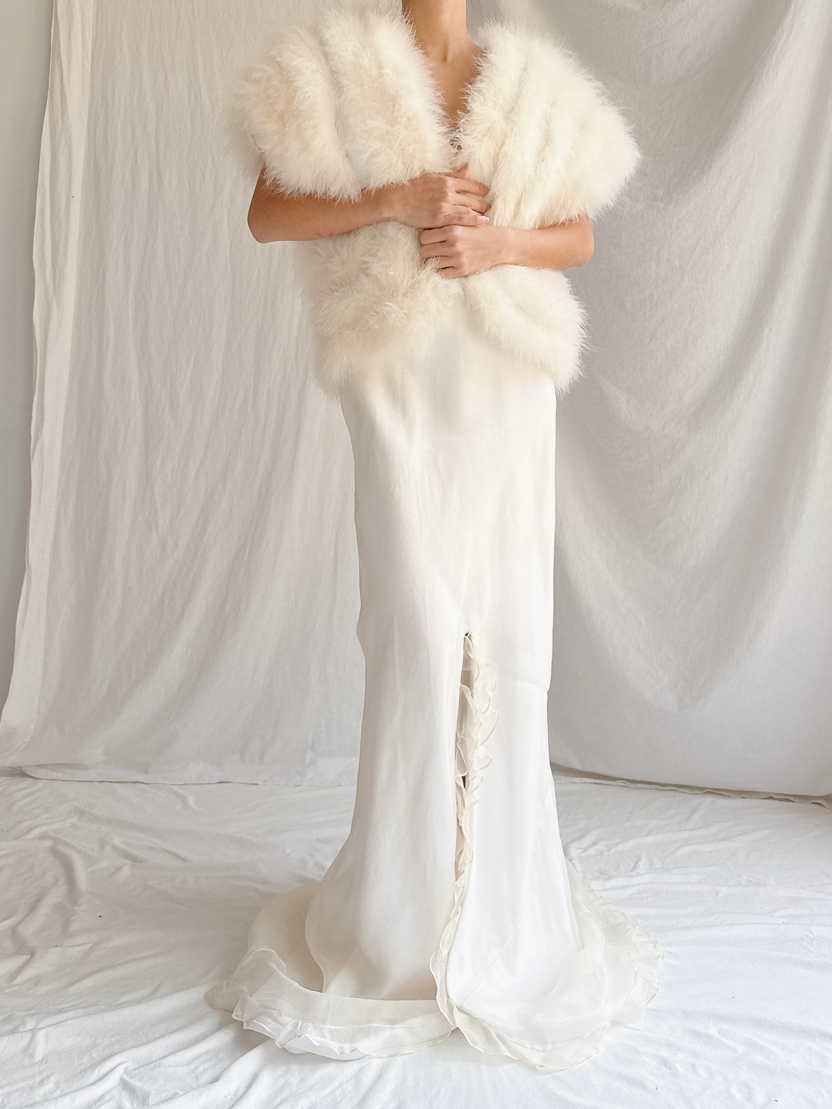 Vintage Sleeveless Feather Jacket - OSFM