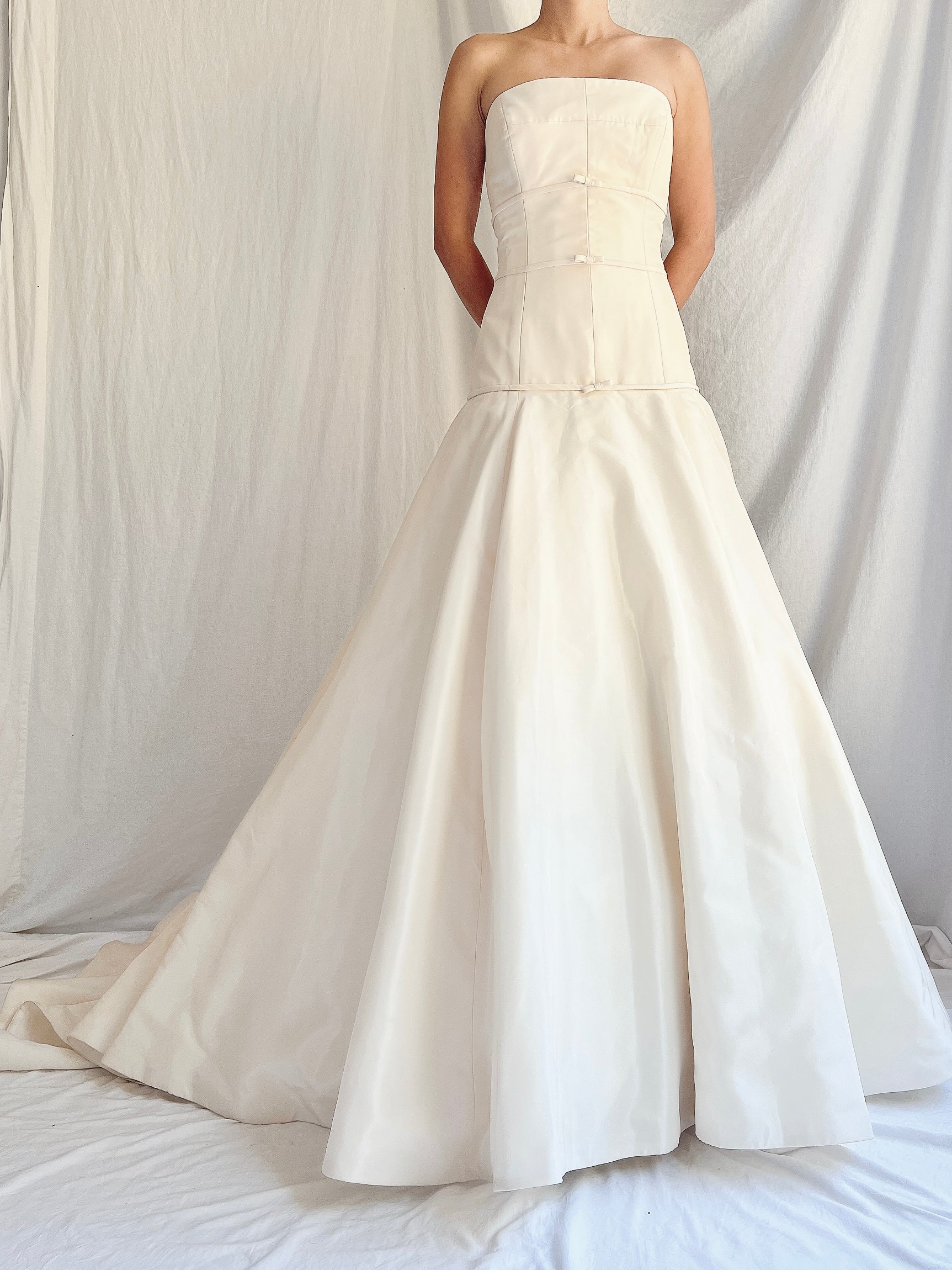 drop waist taffeta dress Taffeta Drop-Waist Dress Amsale
