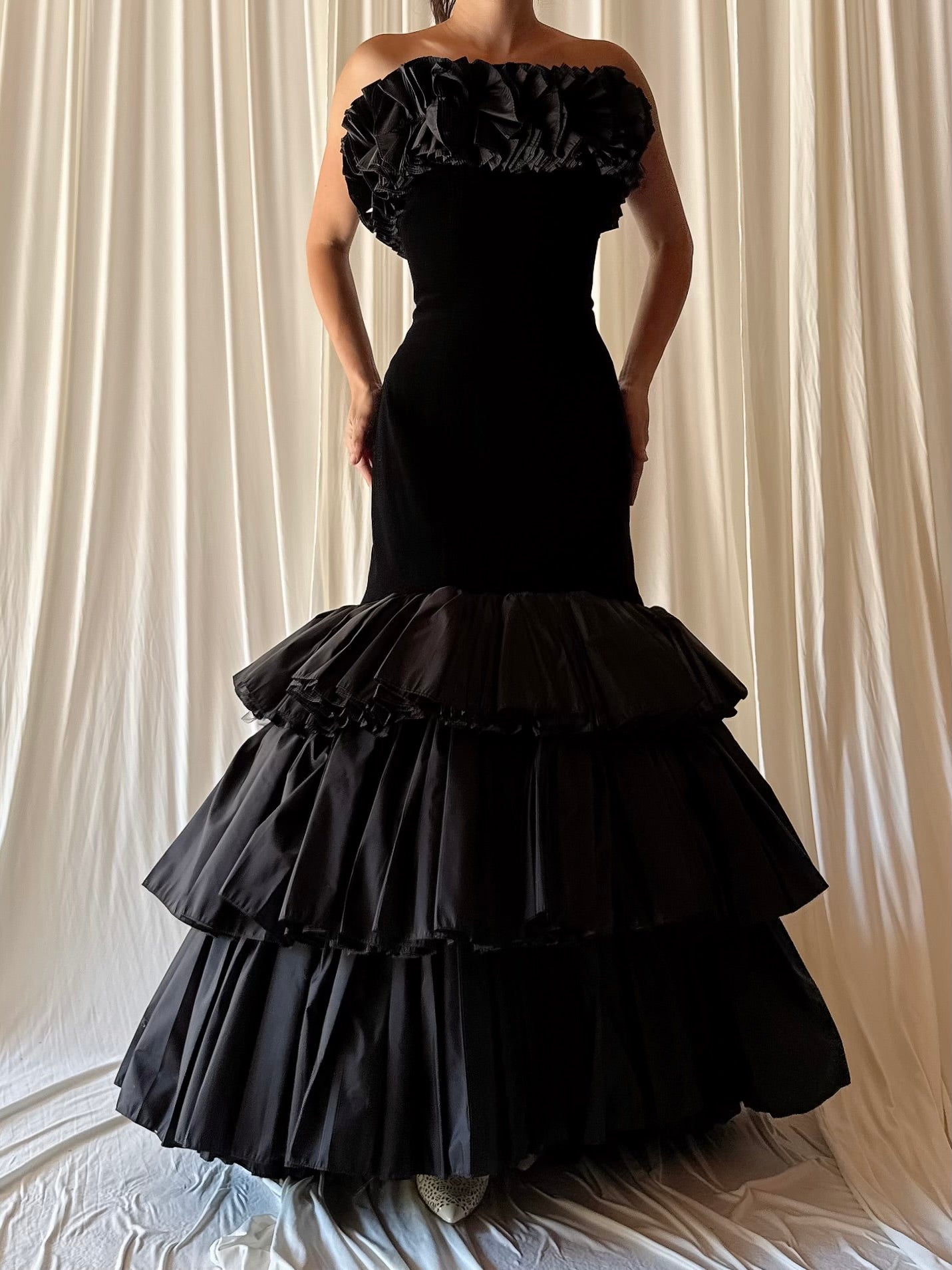 Vintage Victor Costa Velvet Tiered Dress