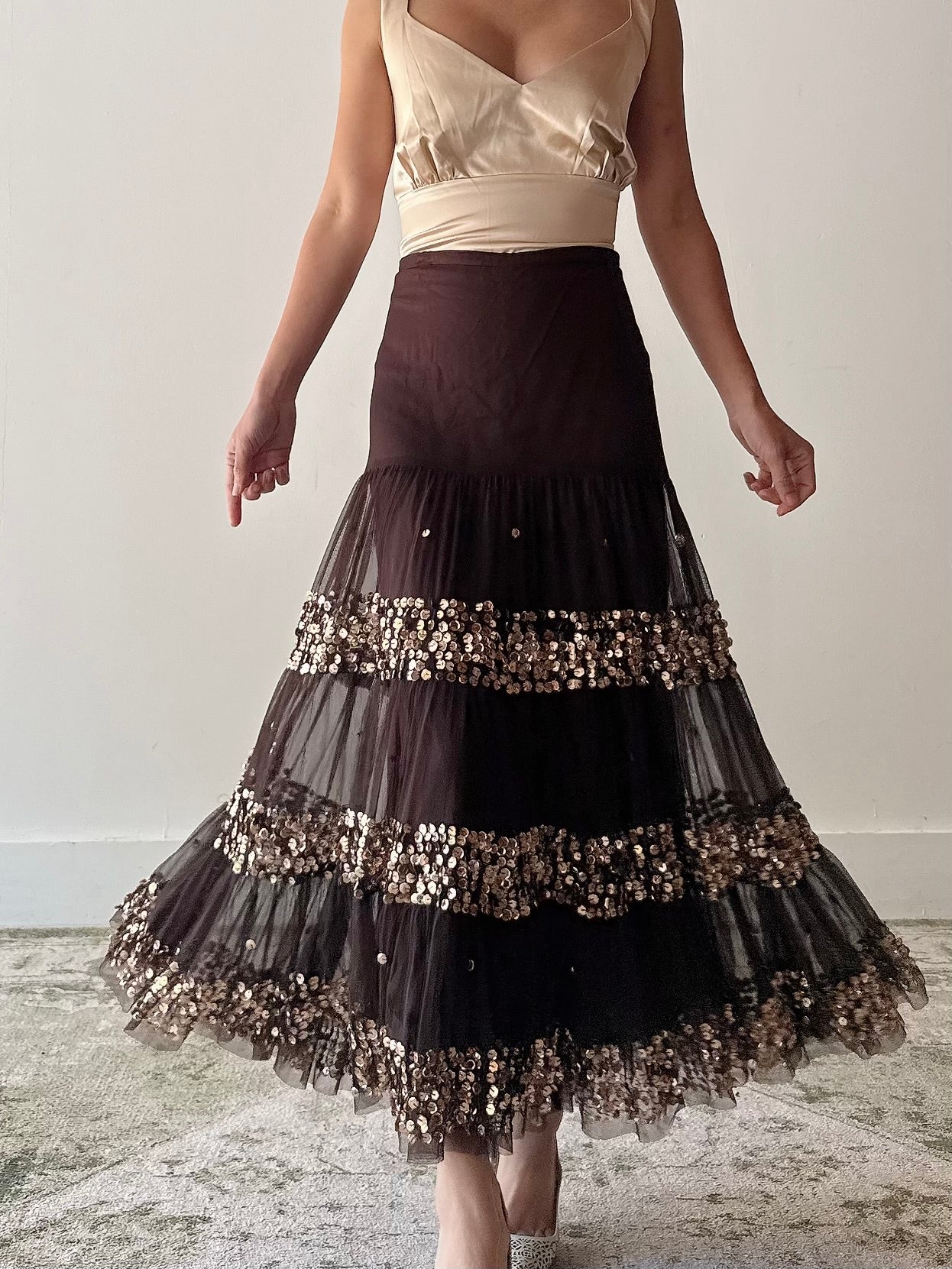 Vintage Sequin Tulle Skirt