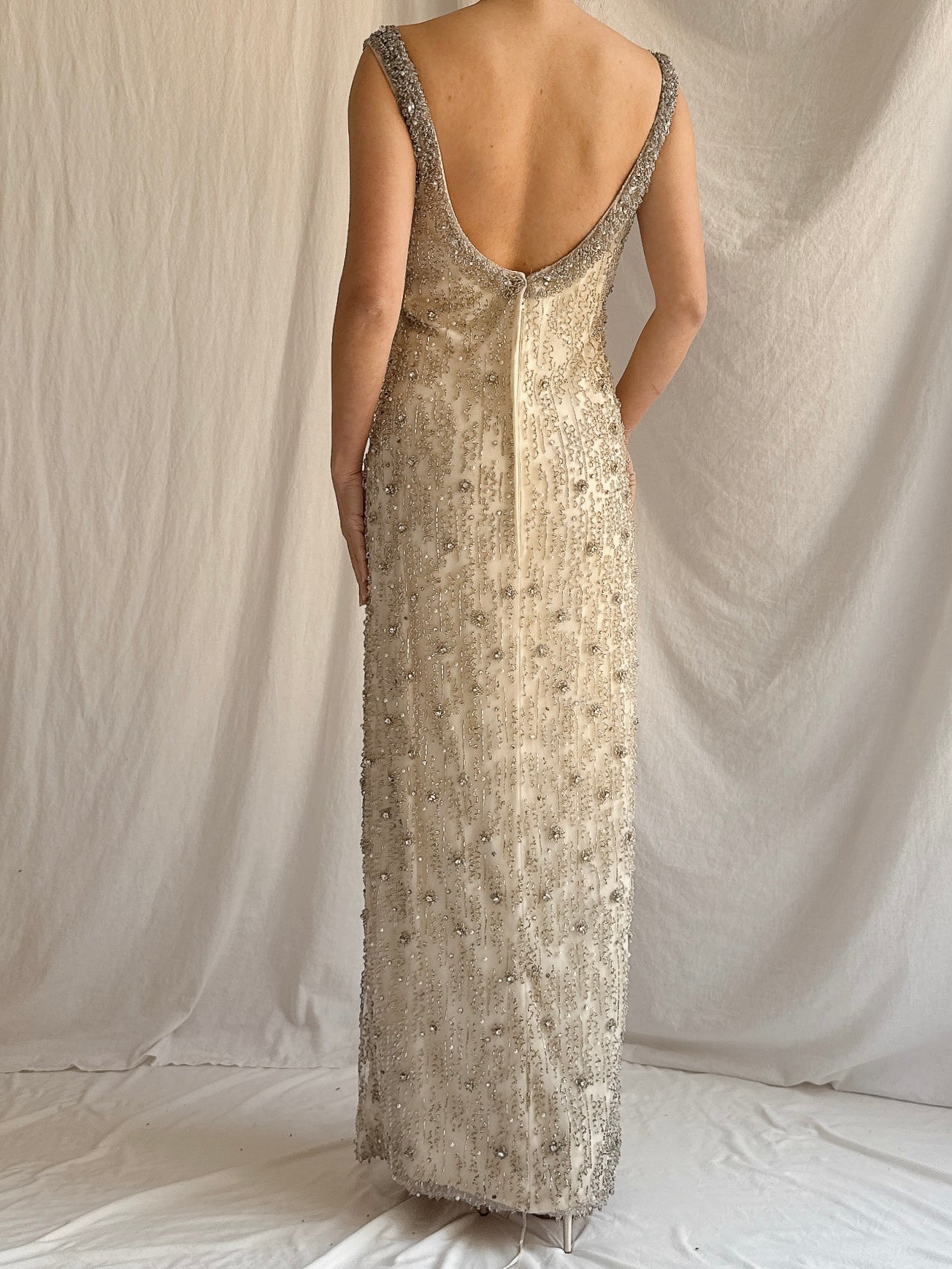 Vintage Hand-Beaded Column Gown - S/M