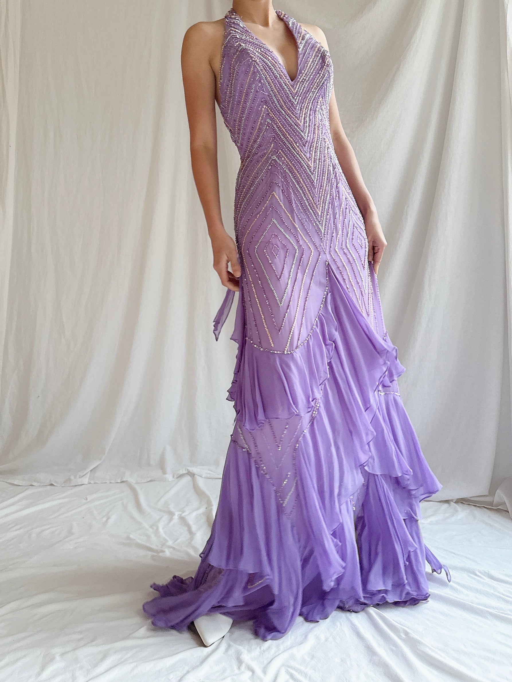 Vintage Silk Halter Gown - XXS/0