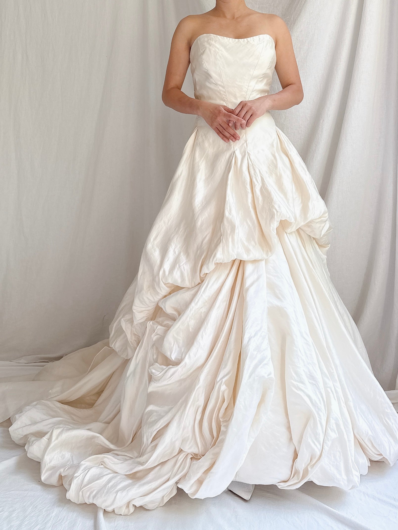 Vintage Silk Anna Maier Corset Draped Gown - M-L