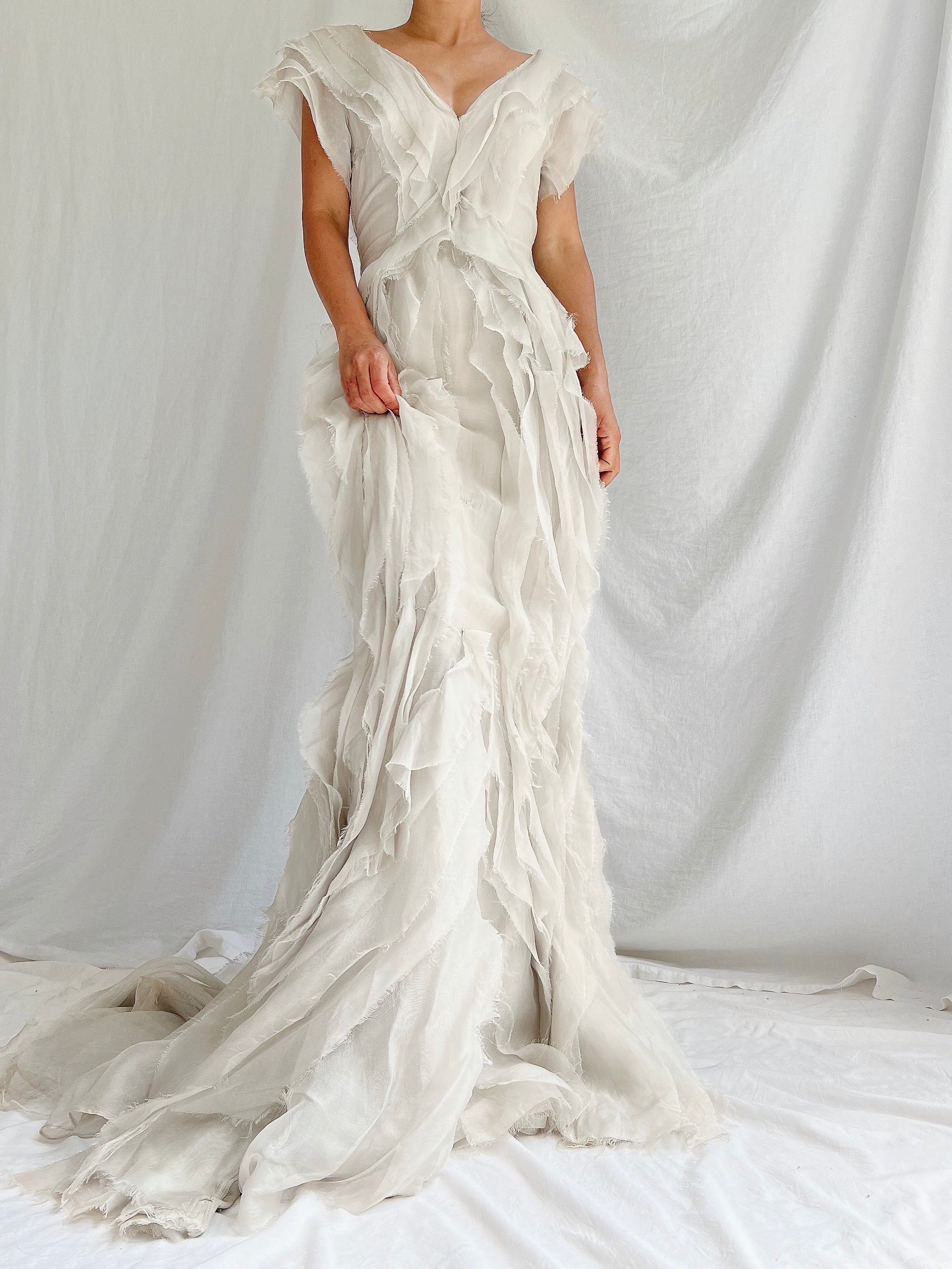 Vintage Dove Gray Mendel Silk Gown XS/2 G O S S A M E R