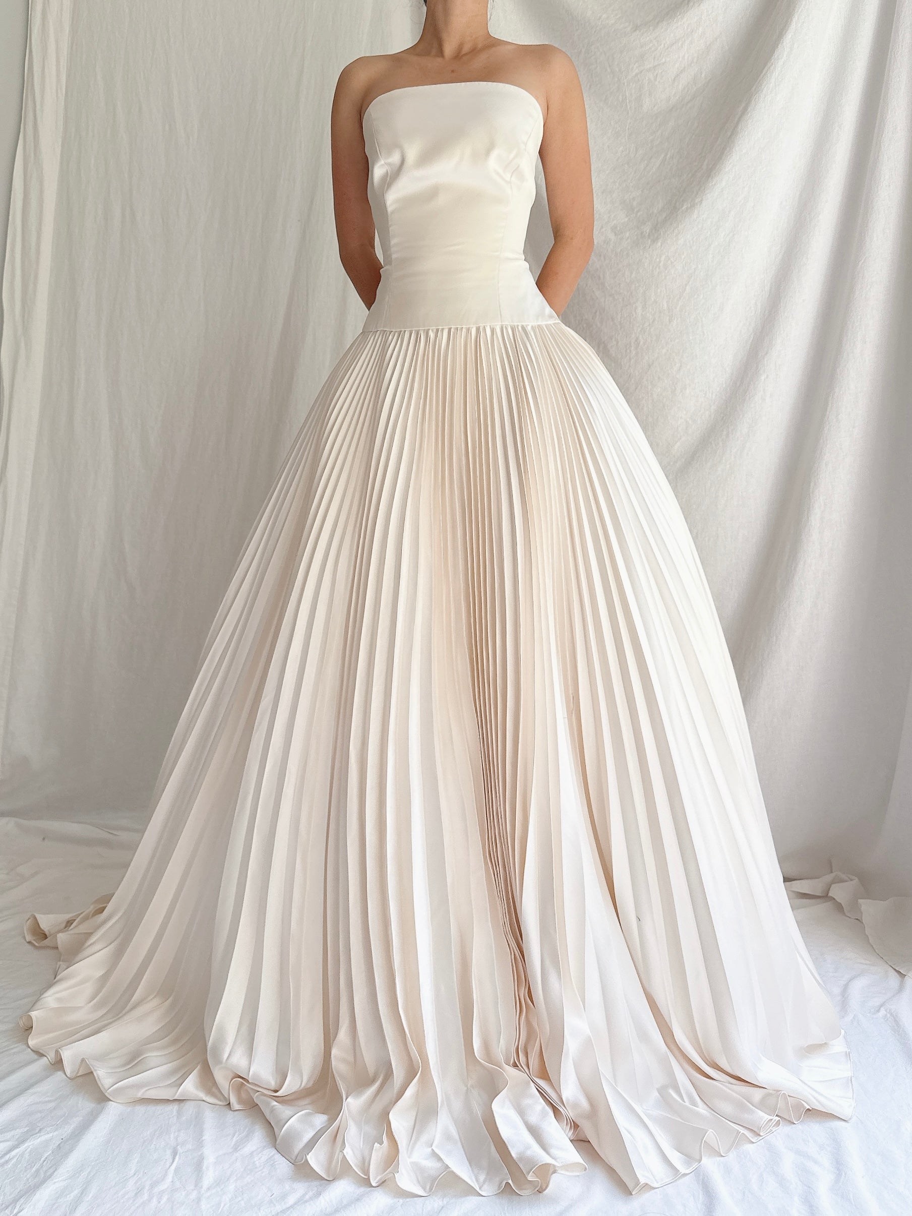 Vintage Lazaro Silk Pleated Gown - M/10