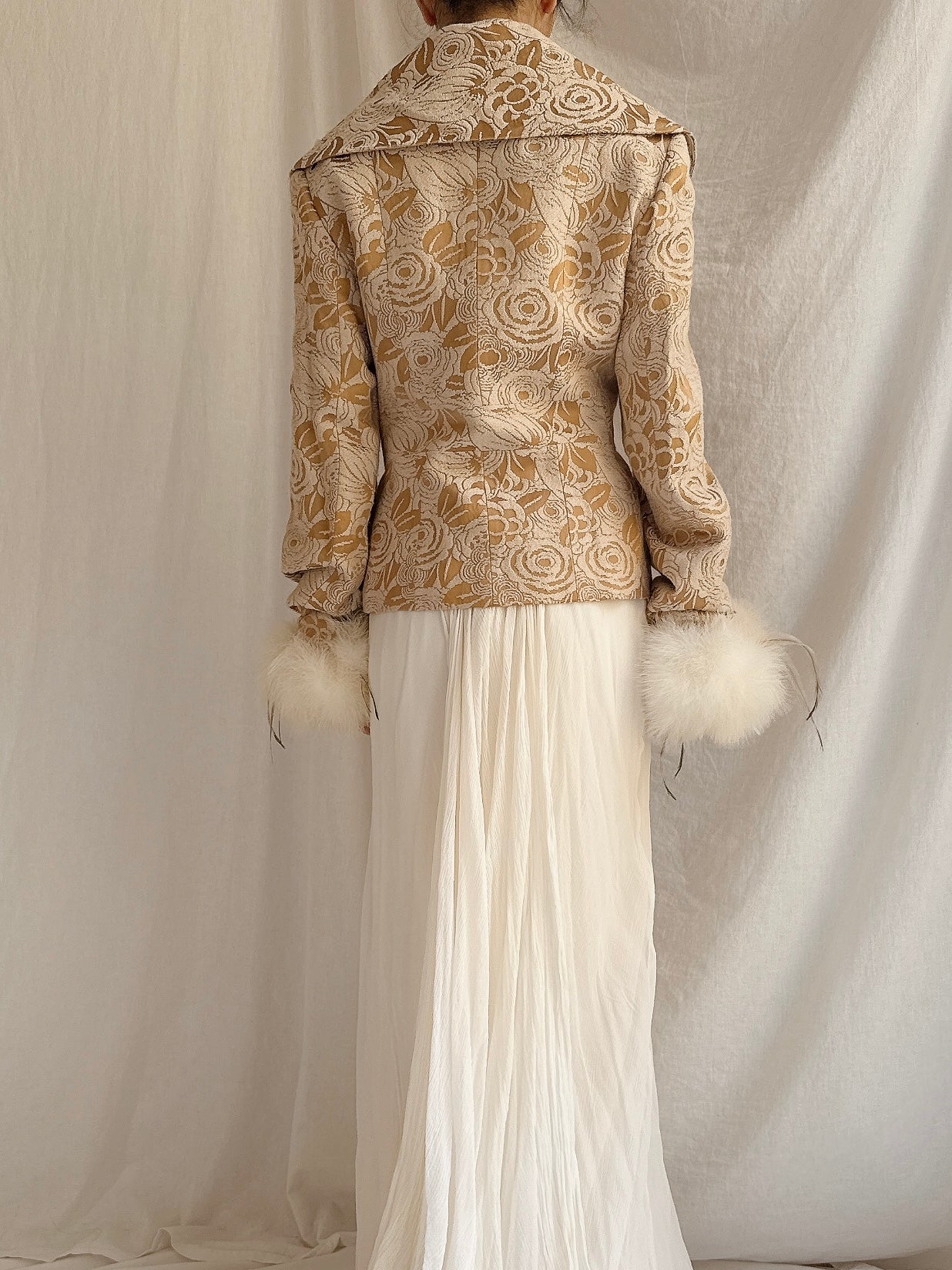Vintage Futura Brocade and Feather Jacket - M