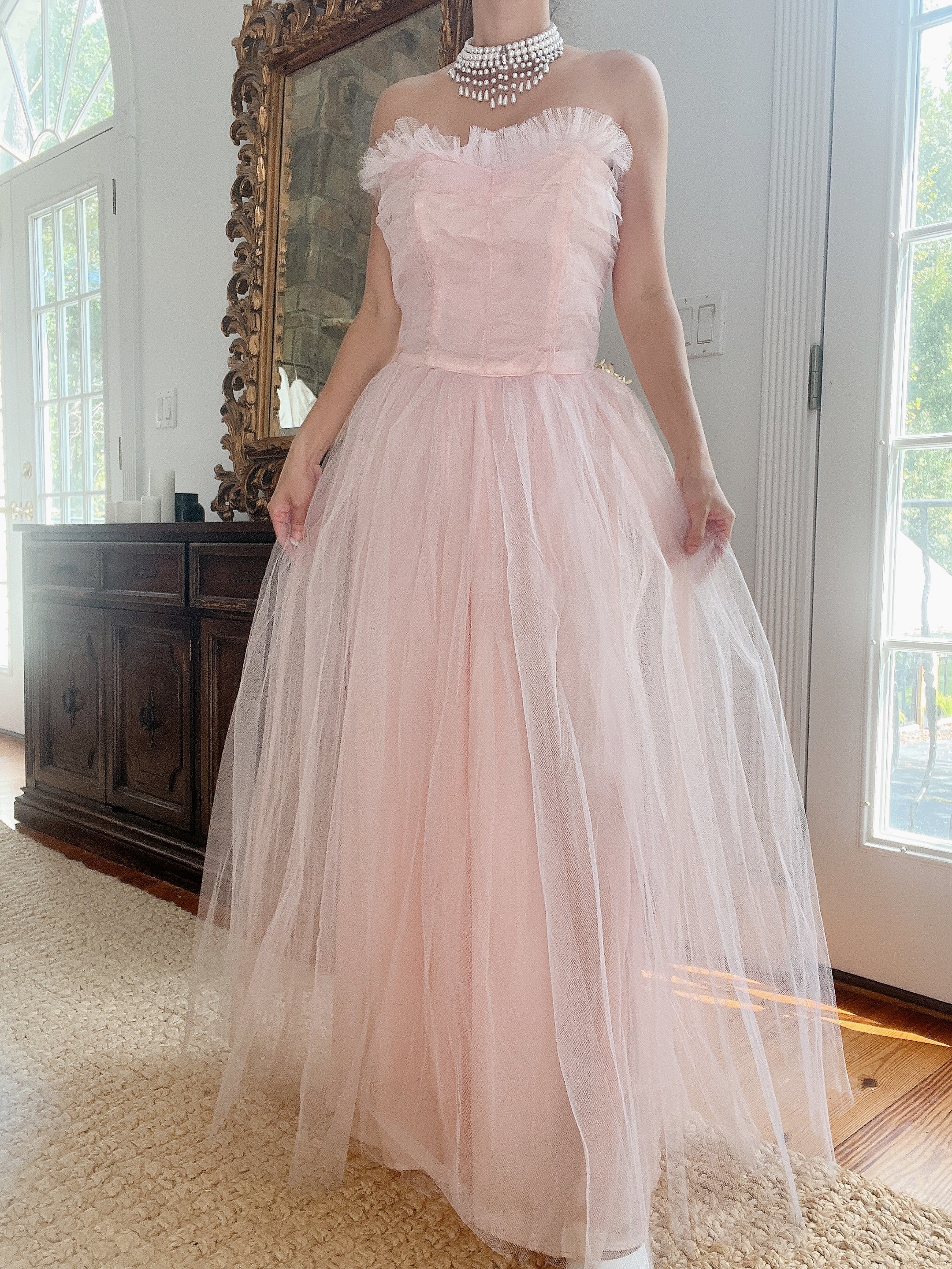 1950s Pink Tulle Dress - XS