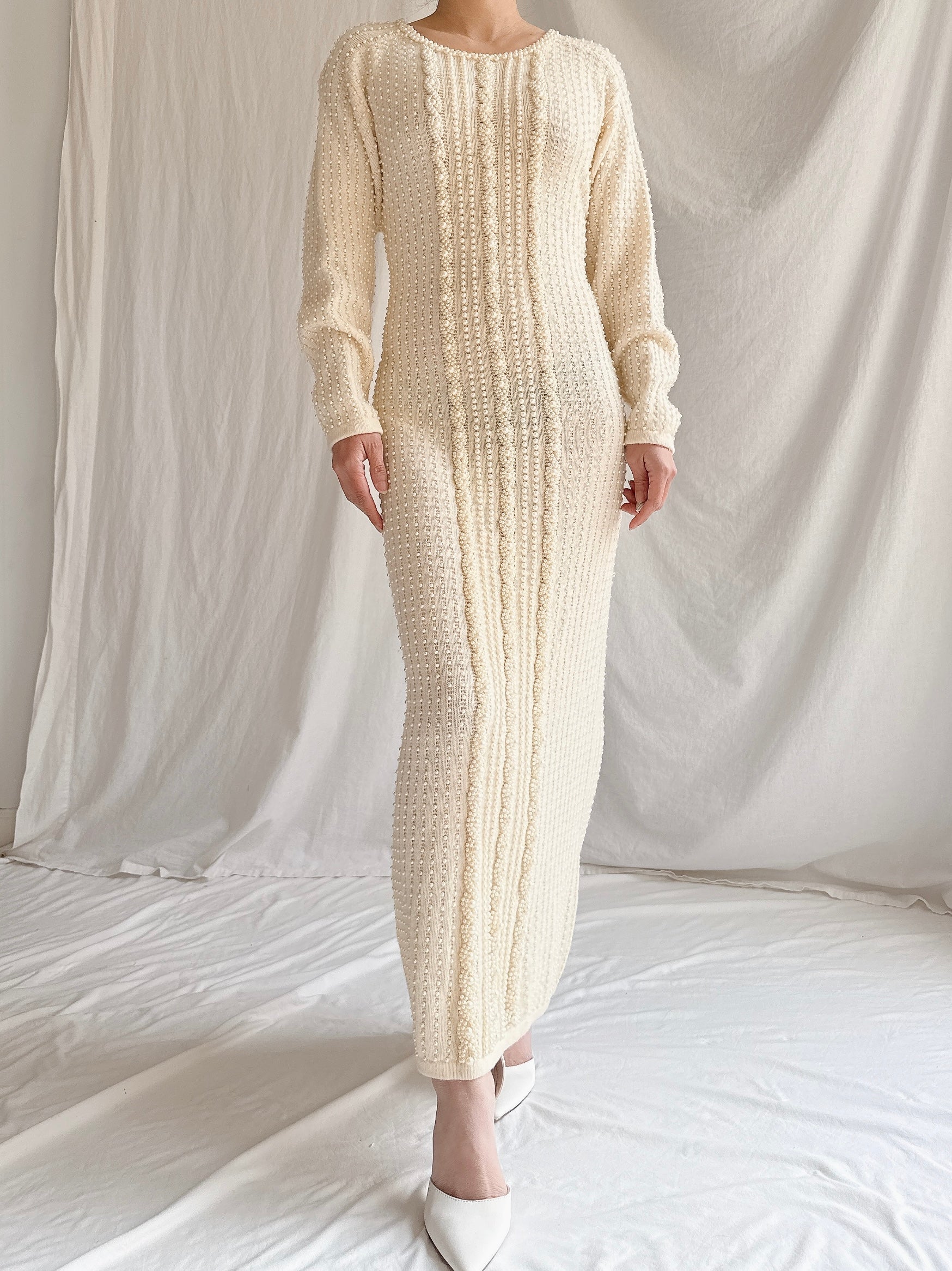 Vintage Nancy Johnson Pearl Knit Dress - S