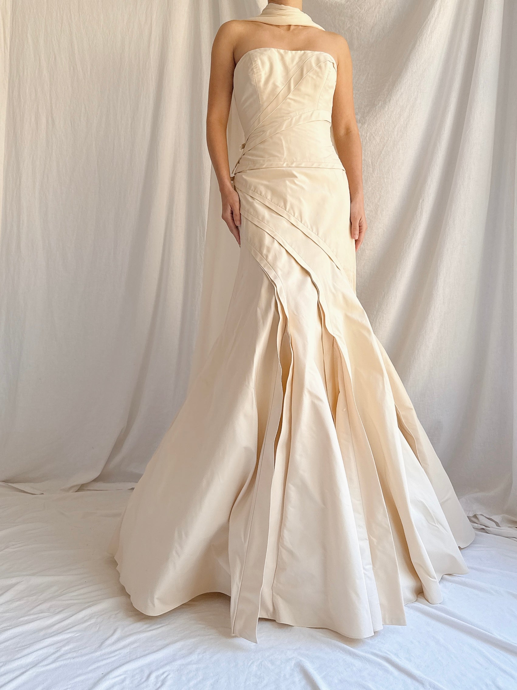 Vintage Vera Wang Champagne Silk/Cotton Gown - XS/4