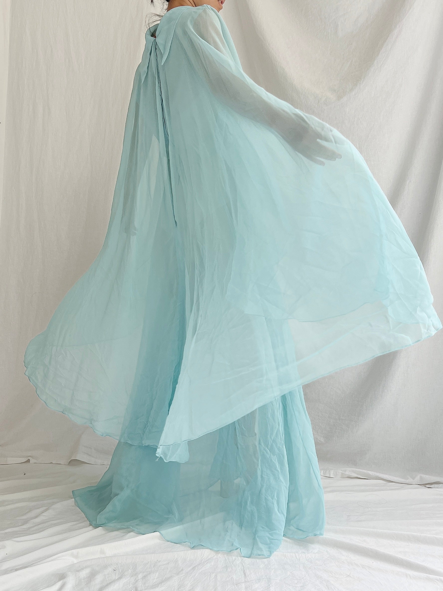 1960s Cyan Cape Gown - S