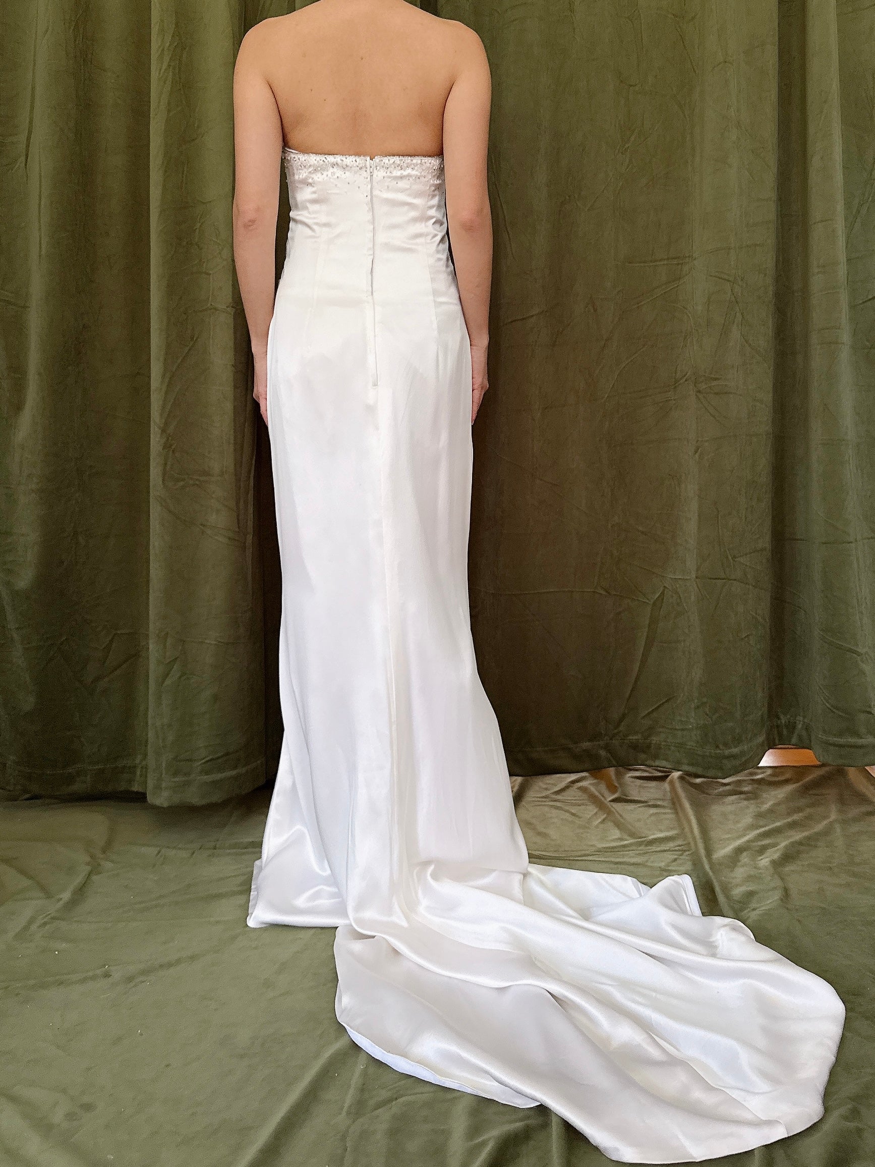 Vintage Silk Strapless Draped Dress - Size 10