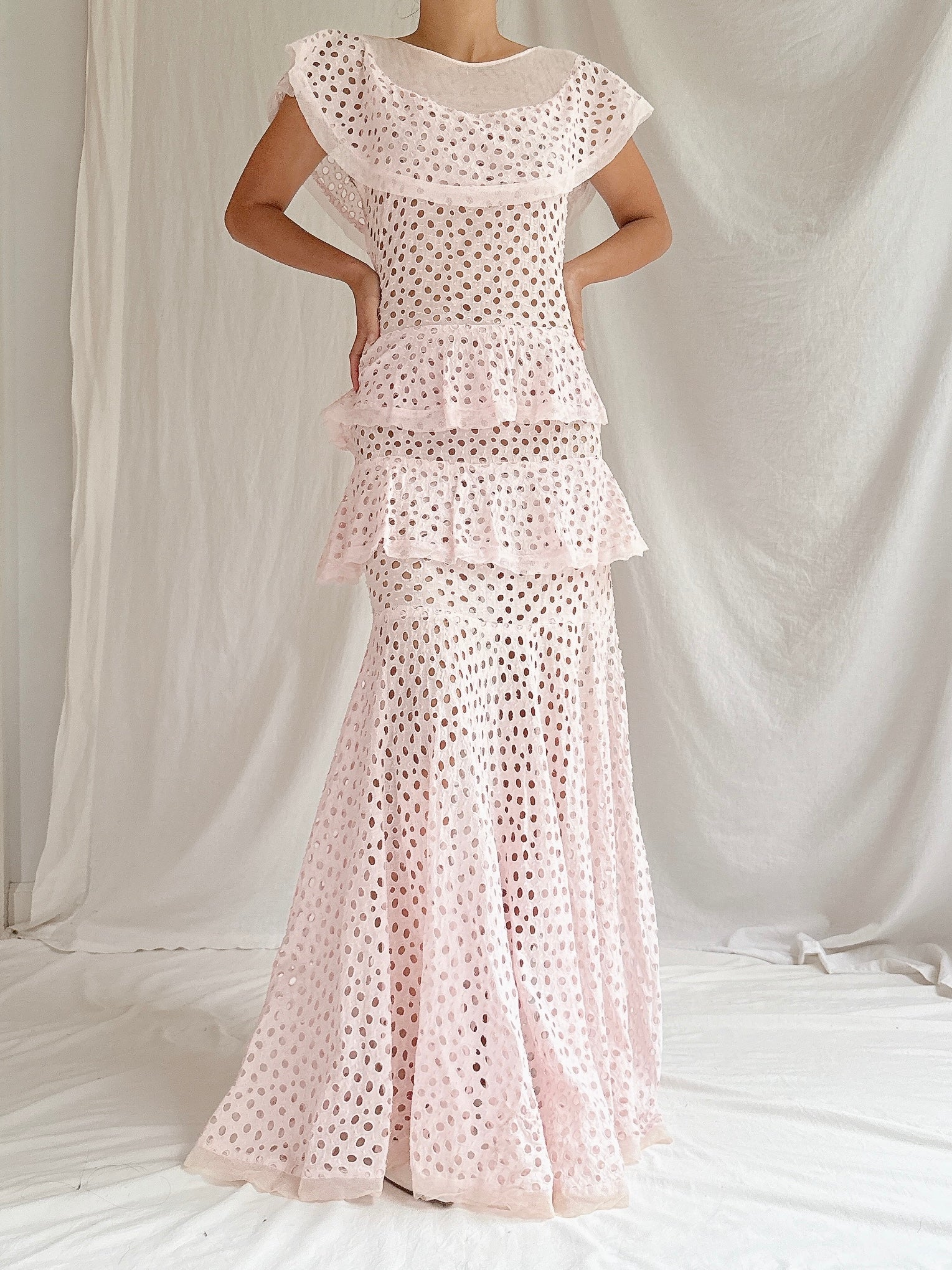 1930s Cotton Net Dress - XS