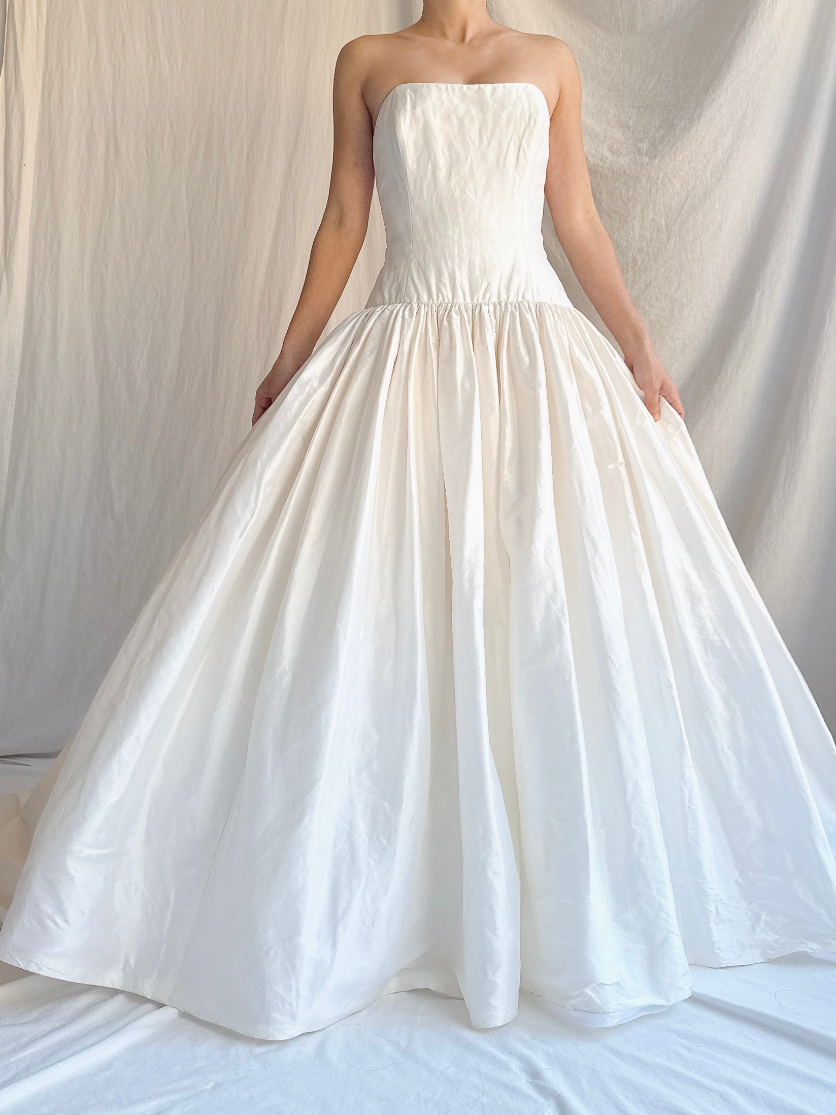 Vintage Amsale Silk Strapless Gown - S