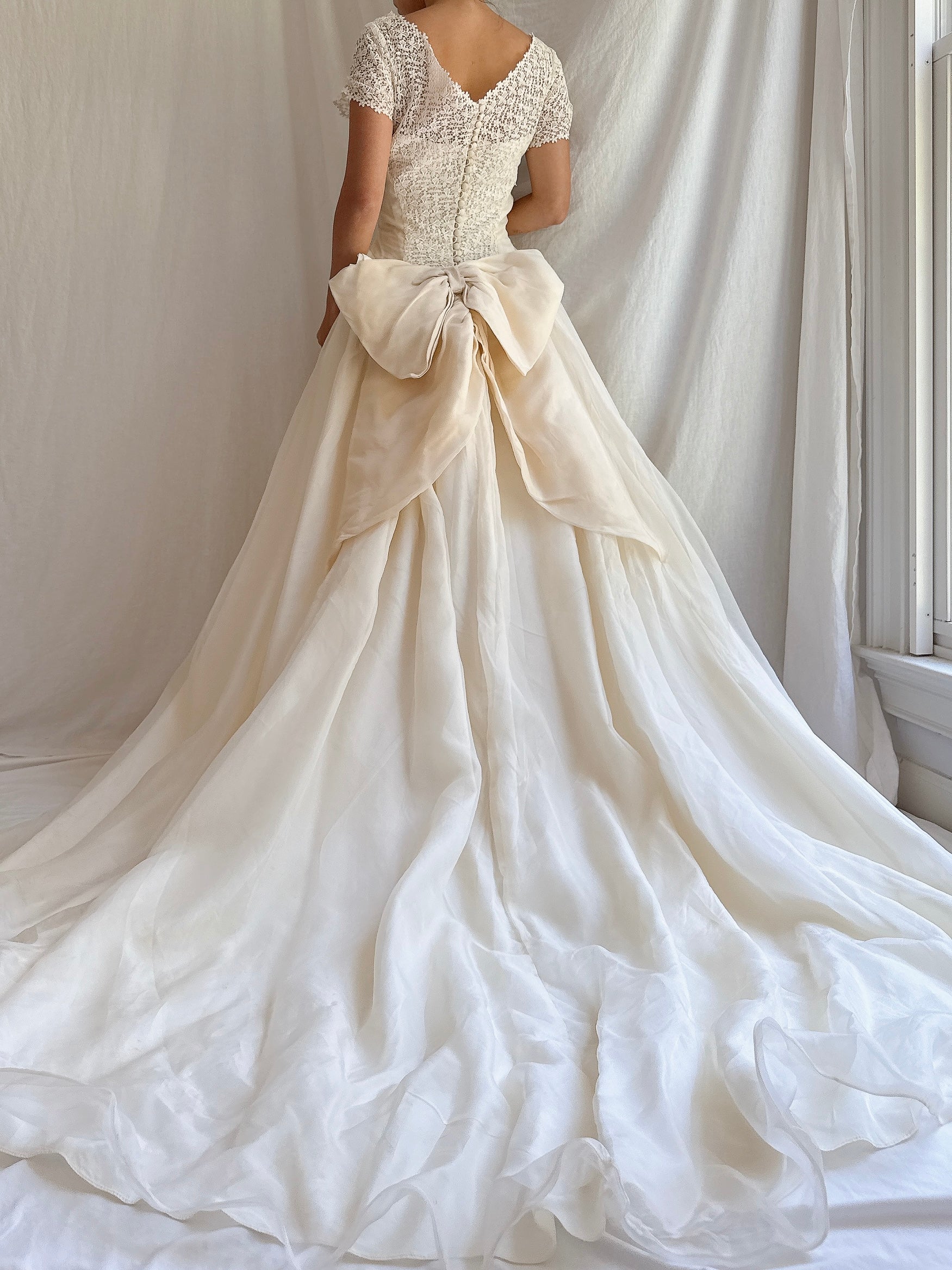 1950s Silk Organza Bow Dress - XS/S