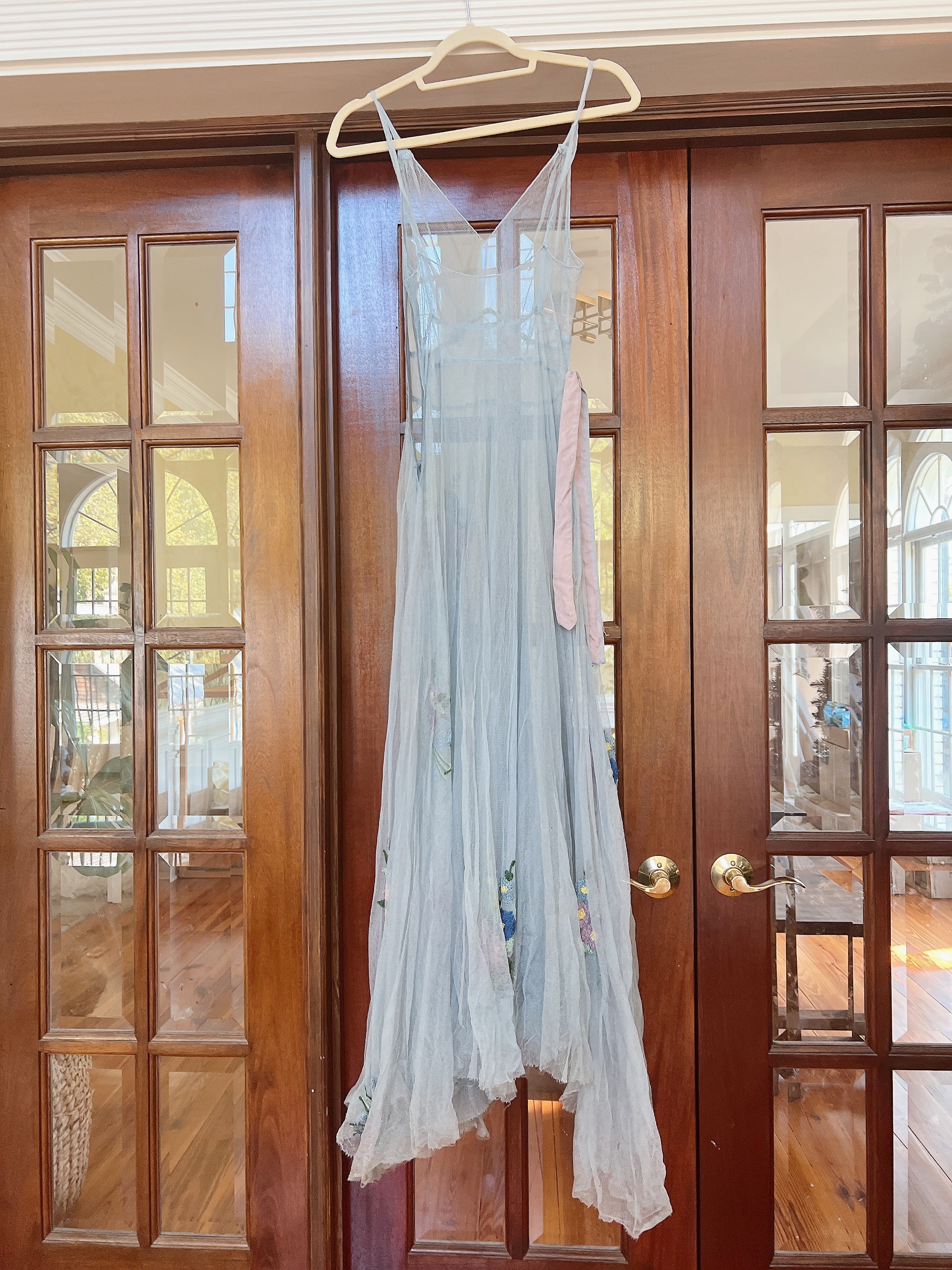 1930s Blue Sheer Tulle Dress - XS