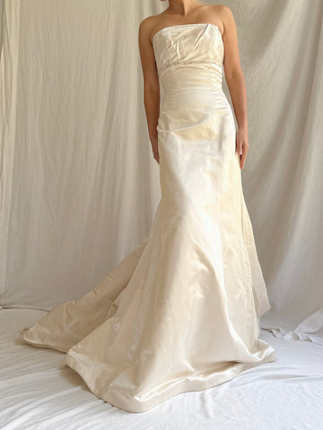 Vintage Strapless Silk Gown - M UK 12