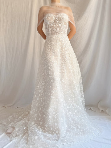 Beaded Embelished Tulle Gown - S/4