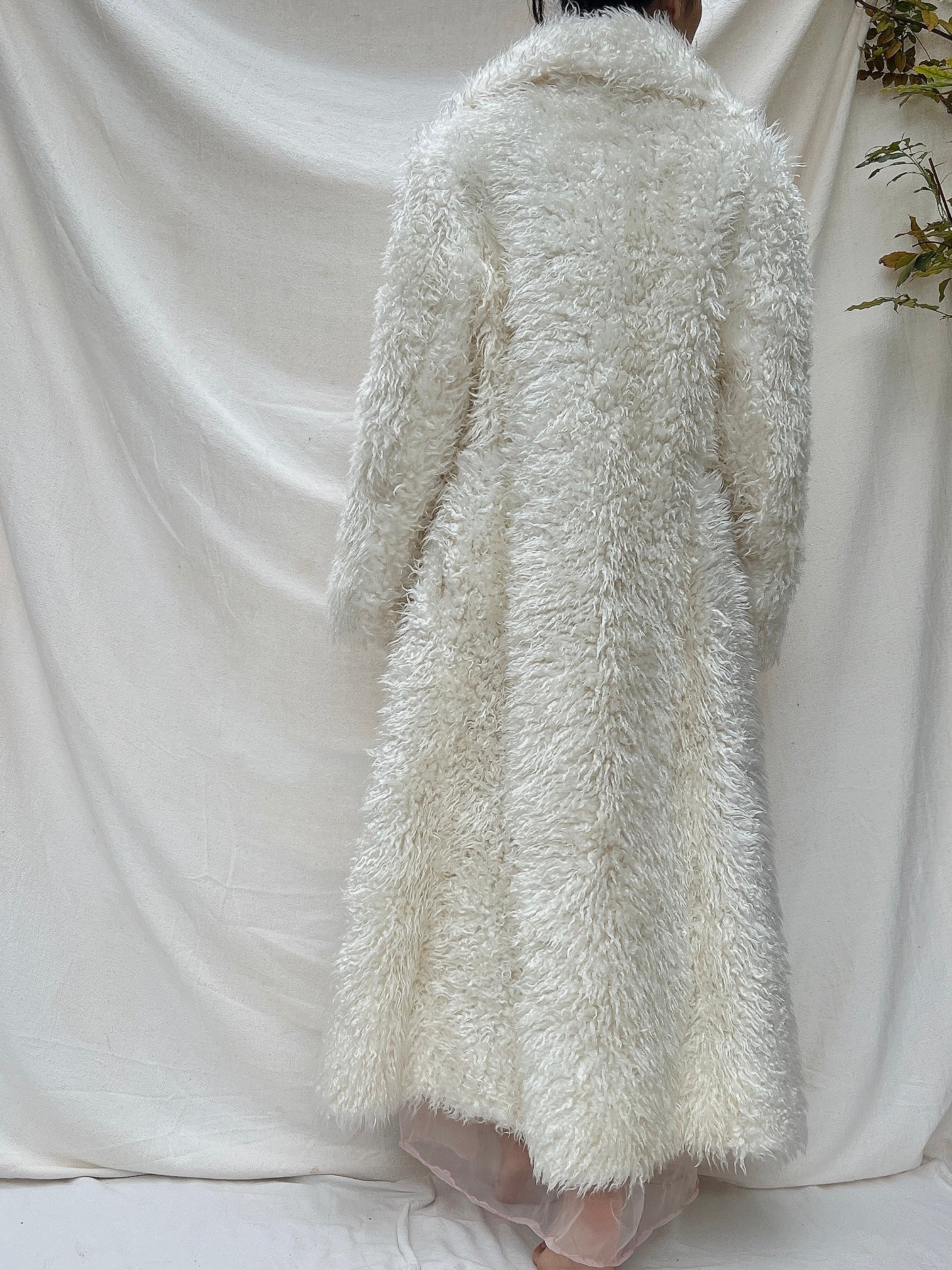 Vintage Ivory Shaggy Coat - M