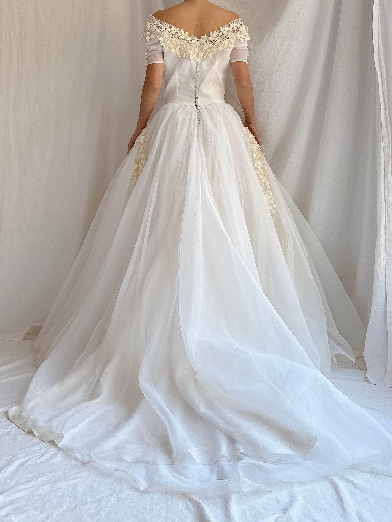 1950s Voile Chiffon Gown - XS