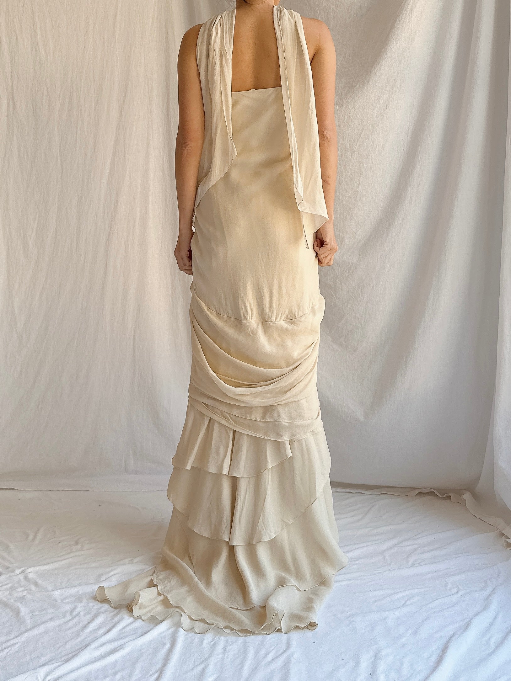 Vintage J Mendel Silk Draped Gown - S