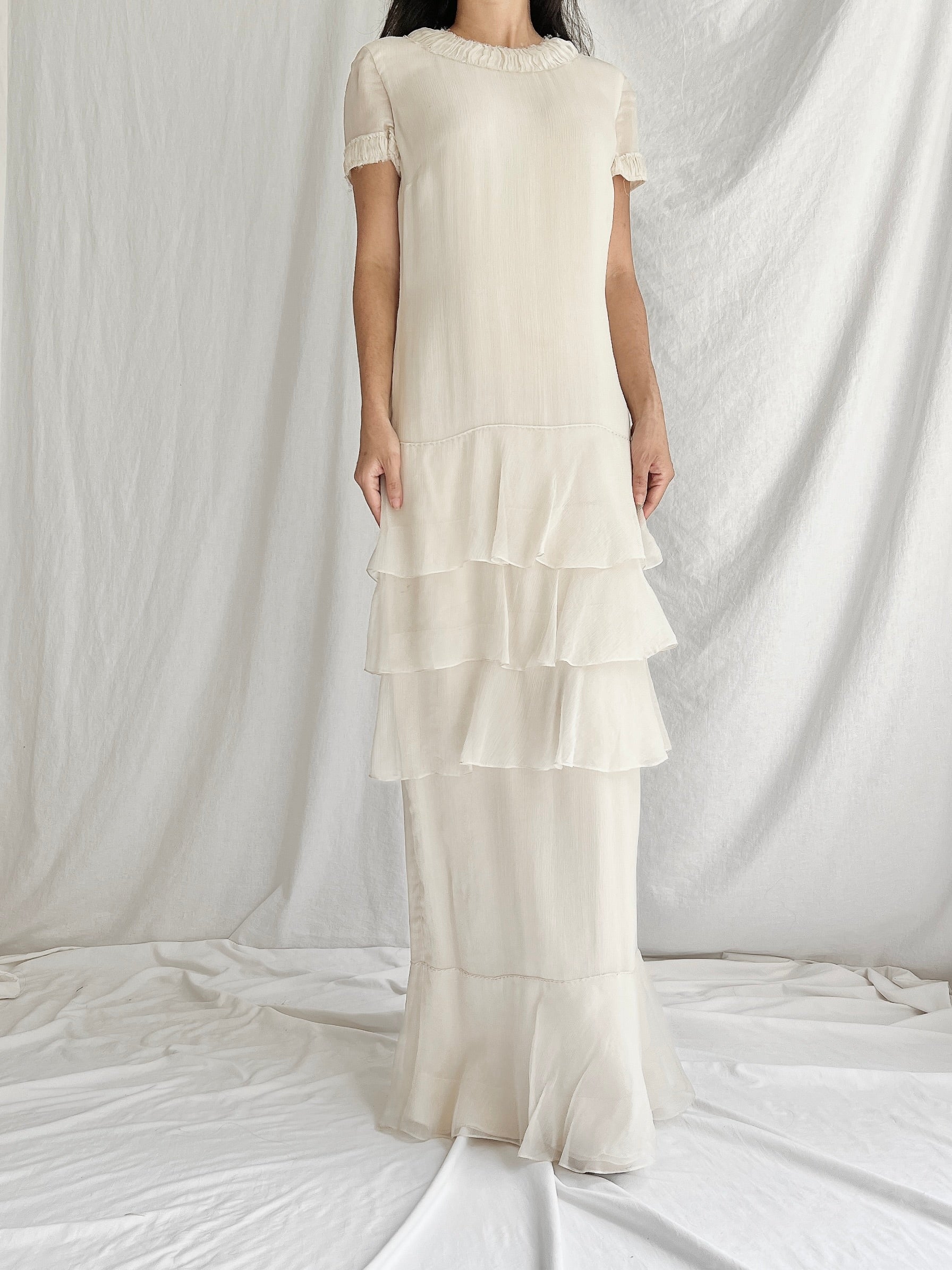 J. Mendel Oyster Silk Chiffon Gown - M