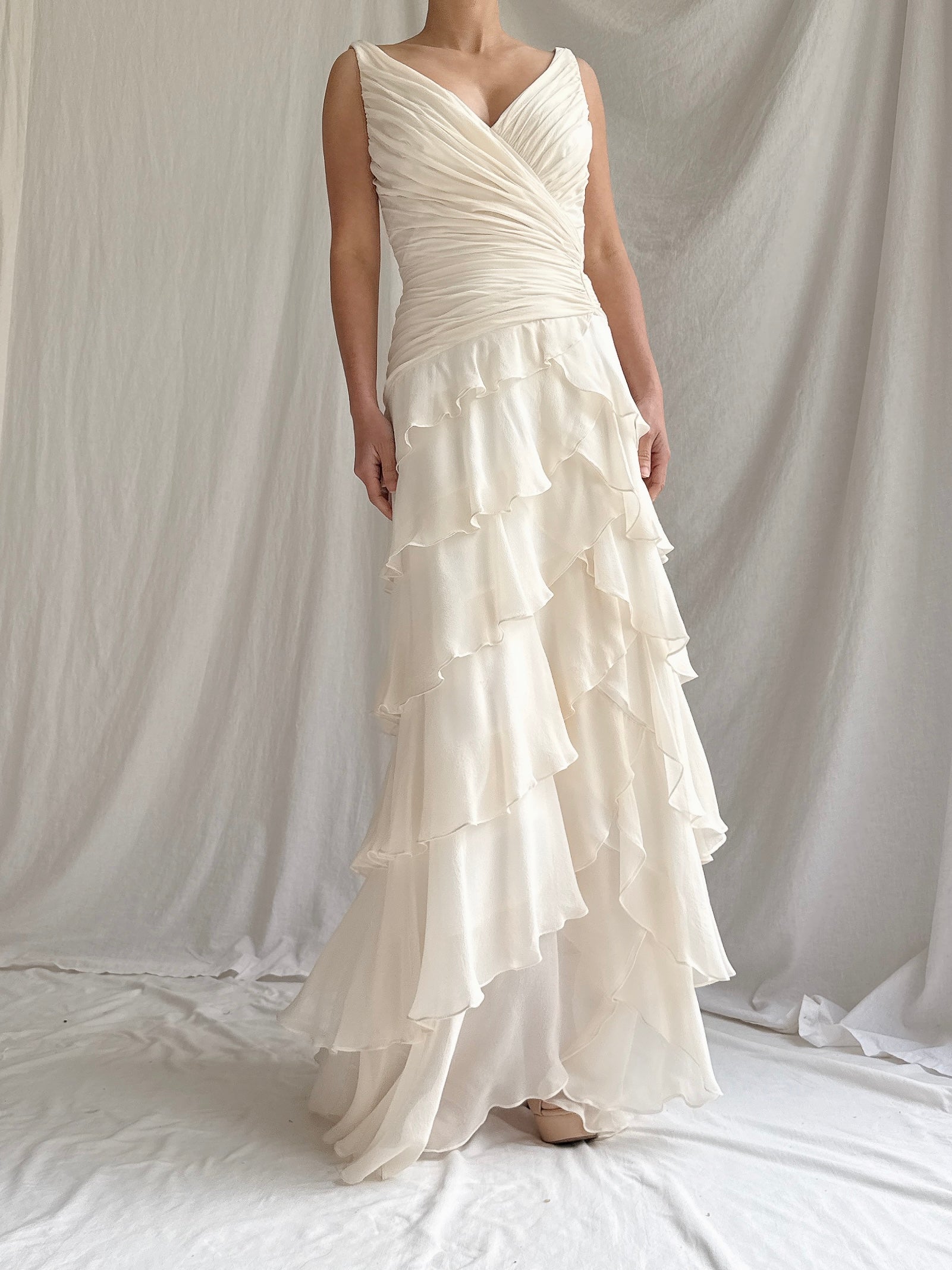 Vintage Silk Ruffled Dress - XS
