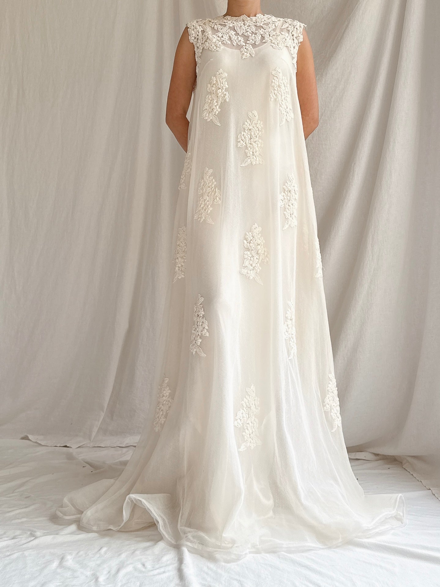 1960s Tulle Embroidered Dress - Size 2/XS